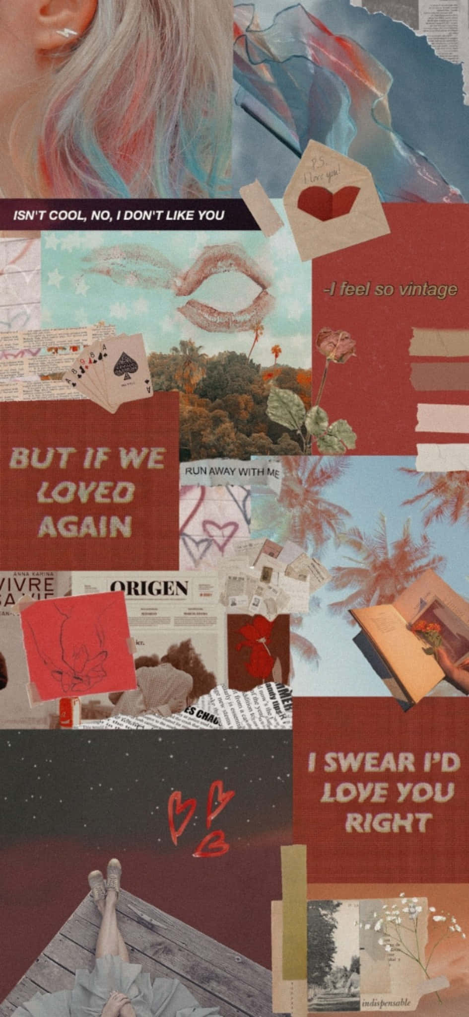 Taylor Swift Red Aesthetic, collage, torn magazine clippings, Full HD Phone Wallpaper