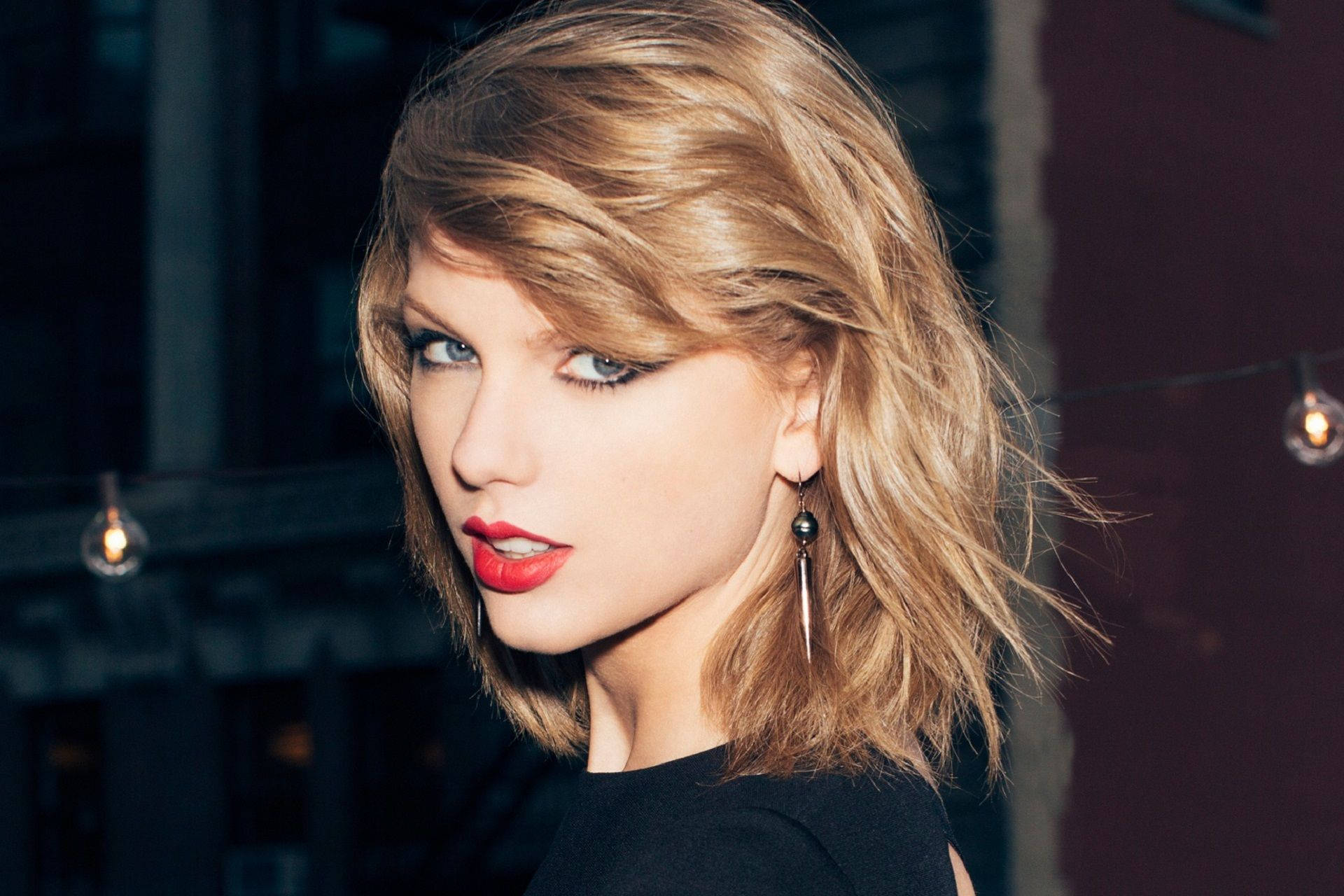 Taylor Swift, blonde hair, red lipstick, Full HD Desktop Wallpaper