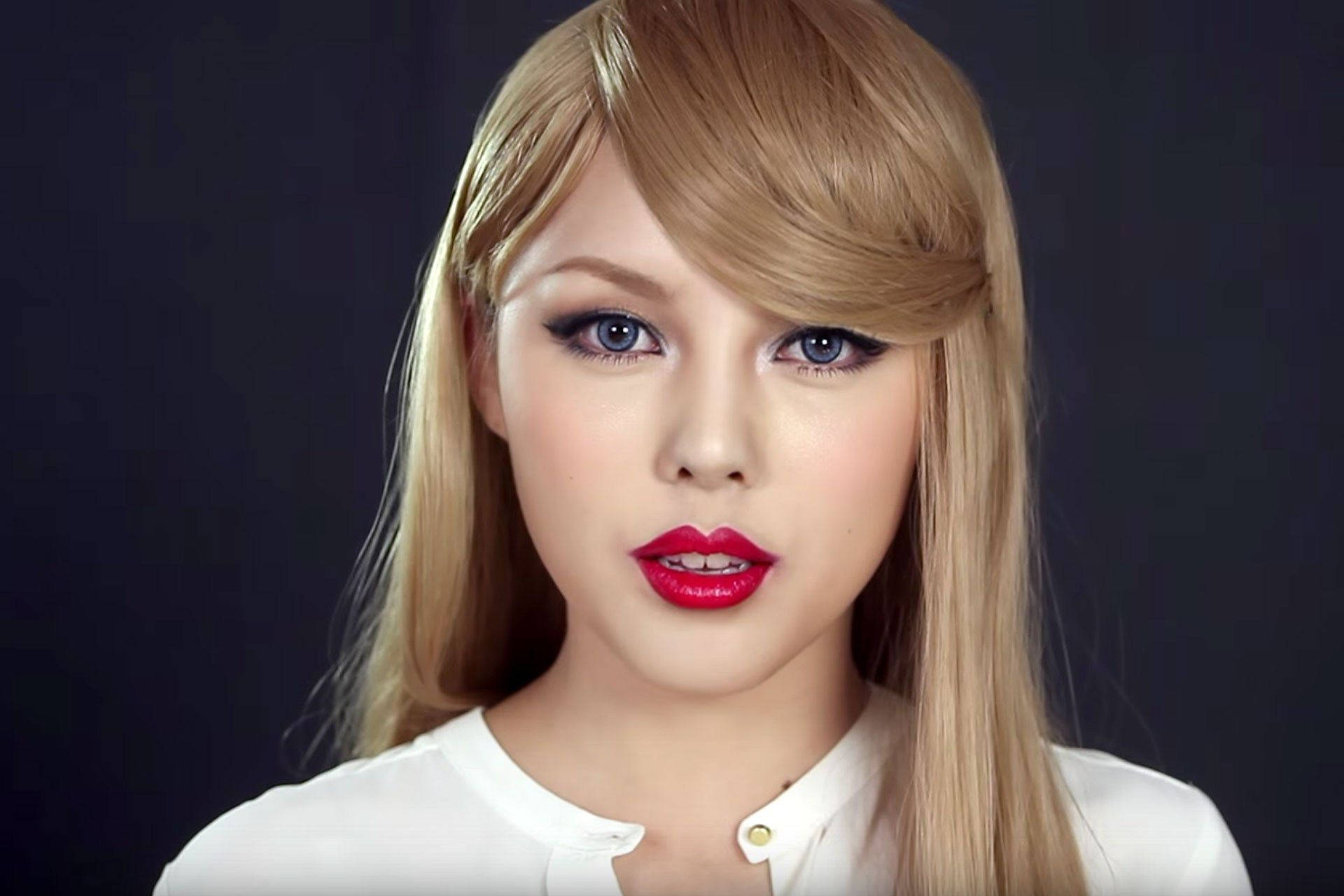 Taylor Swift, red lips, blonde hair, Full HD Desktop Wallpaper