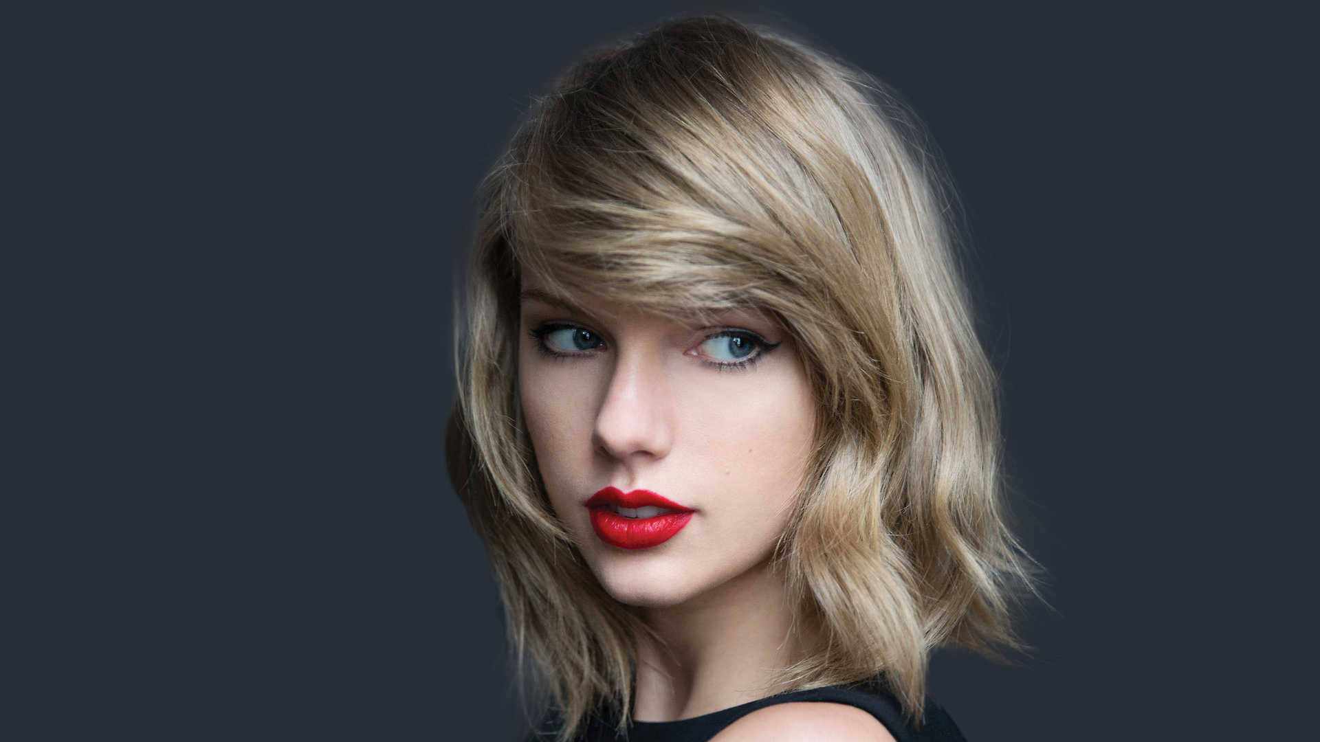 Taylor Swift, blonde hair, bold red lips, Full HD Desktop Wallpaper