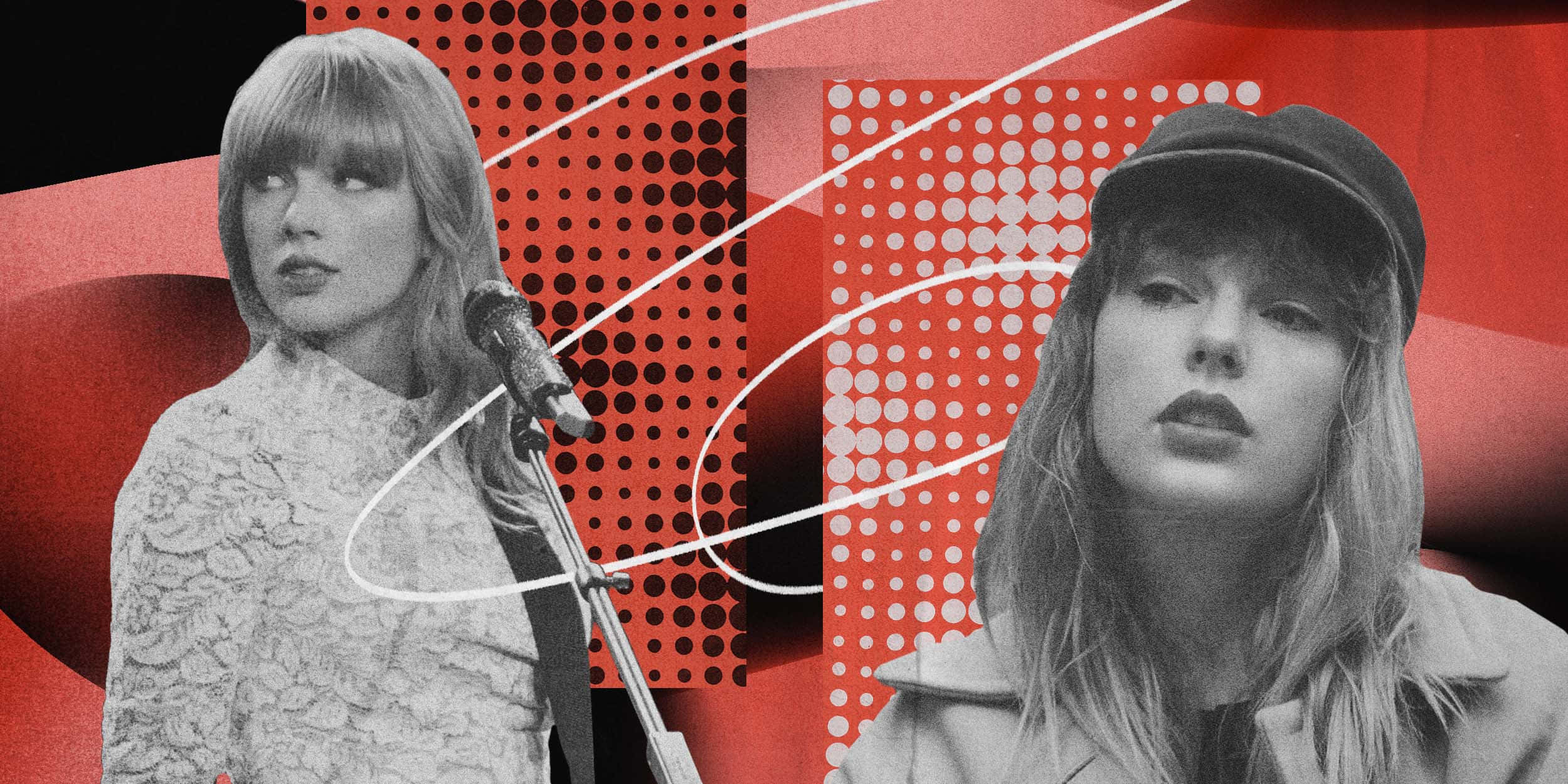 Taylor Swift, red, black and white, Full HD Desktop Wallpaper