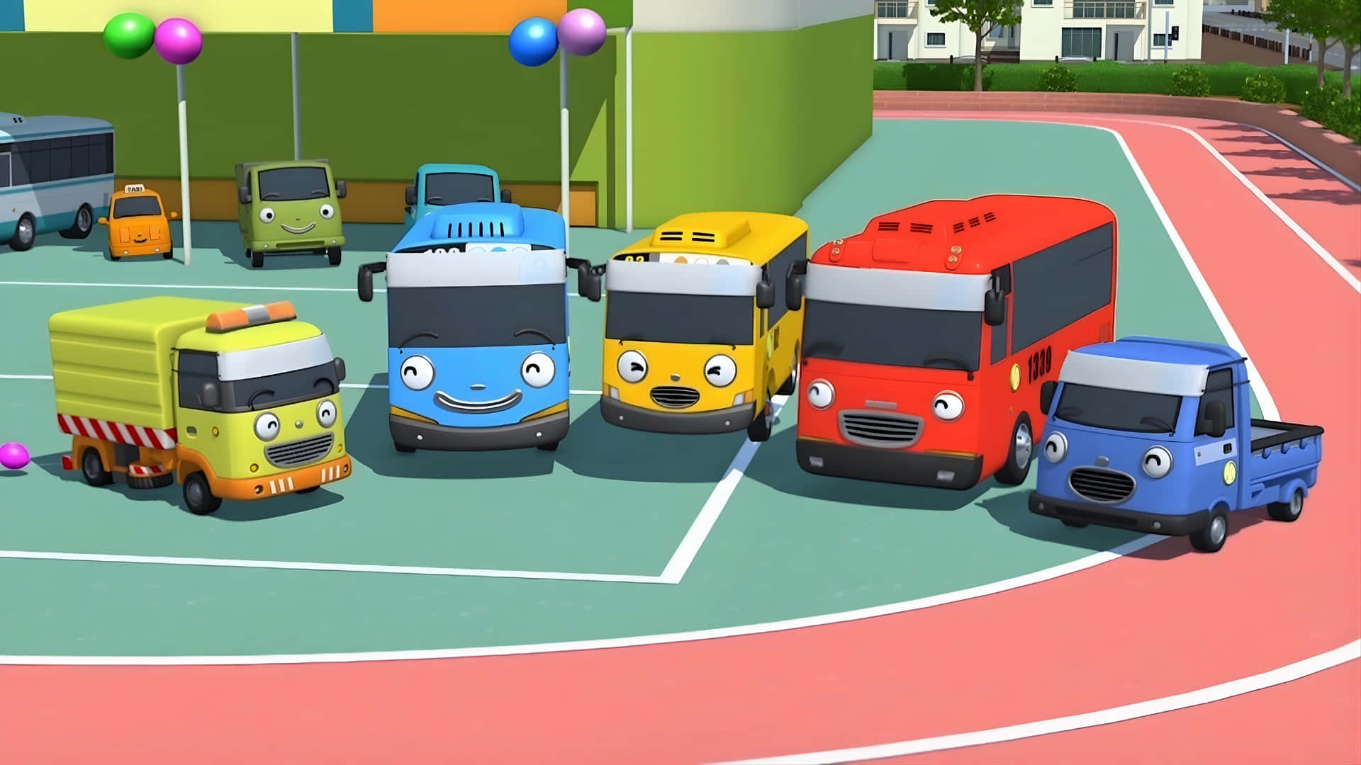 Tayo, friends, cartoon vehicles, Full HD Desktop Wallpaper
