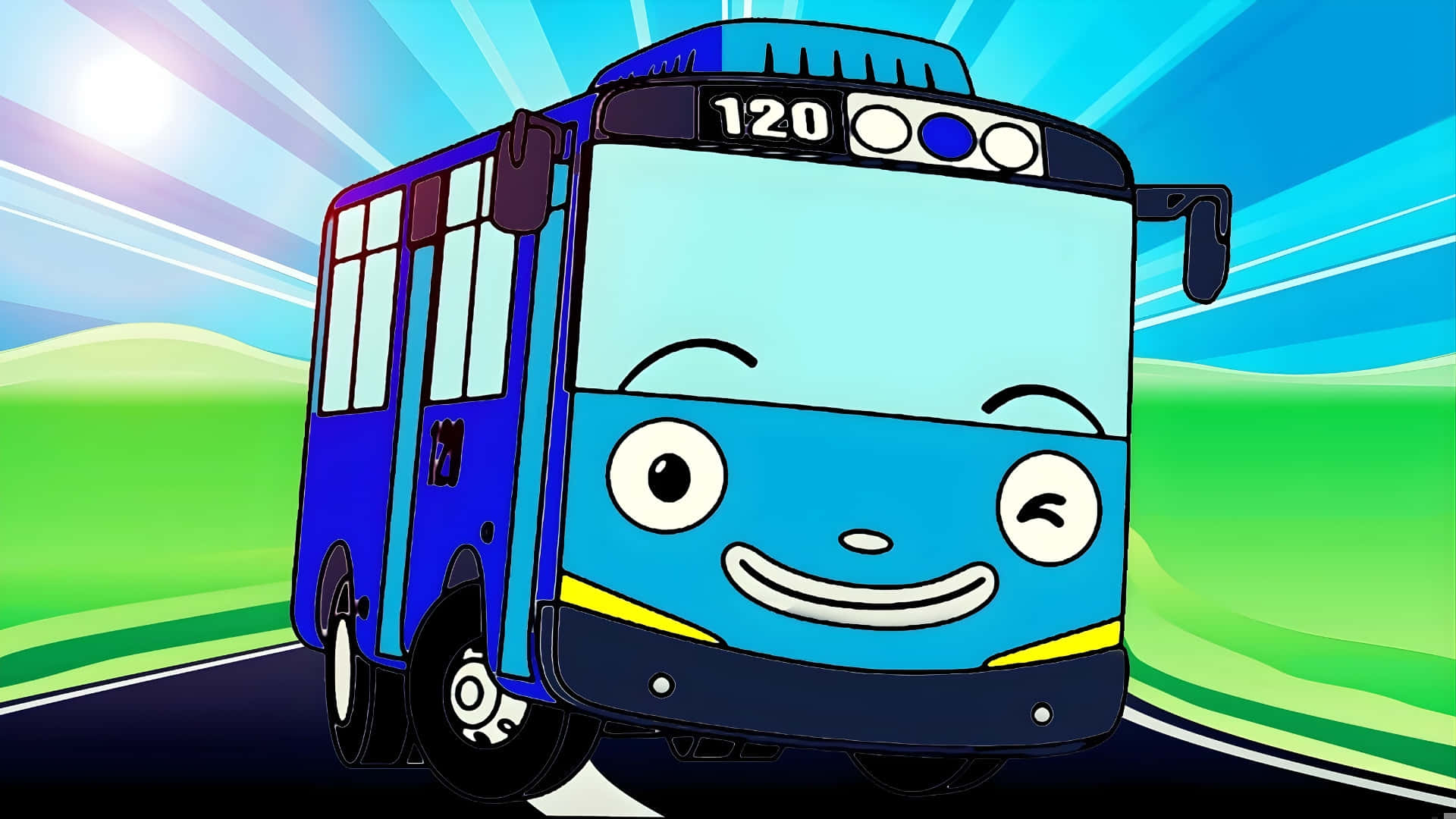 Tayo The Little Bus, blue, smiling face, Full HD Desktop Wallpaper