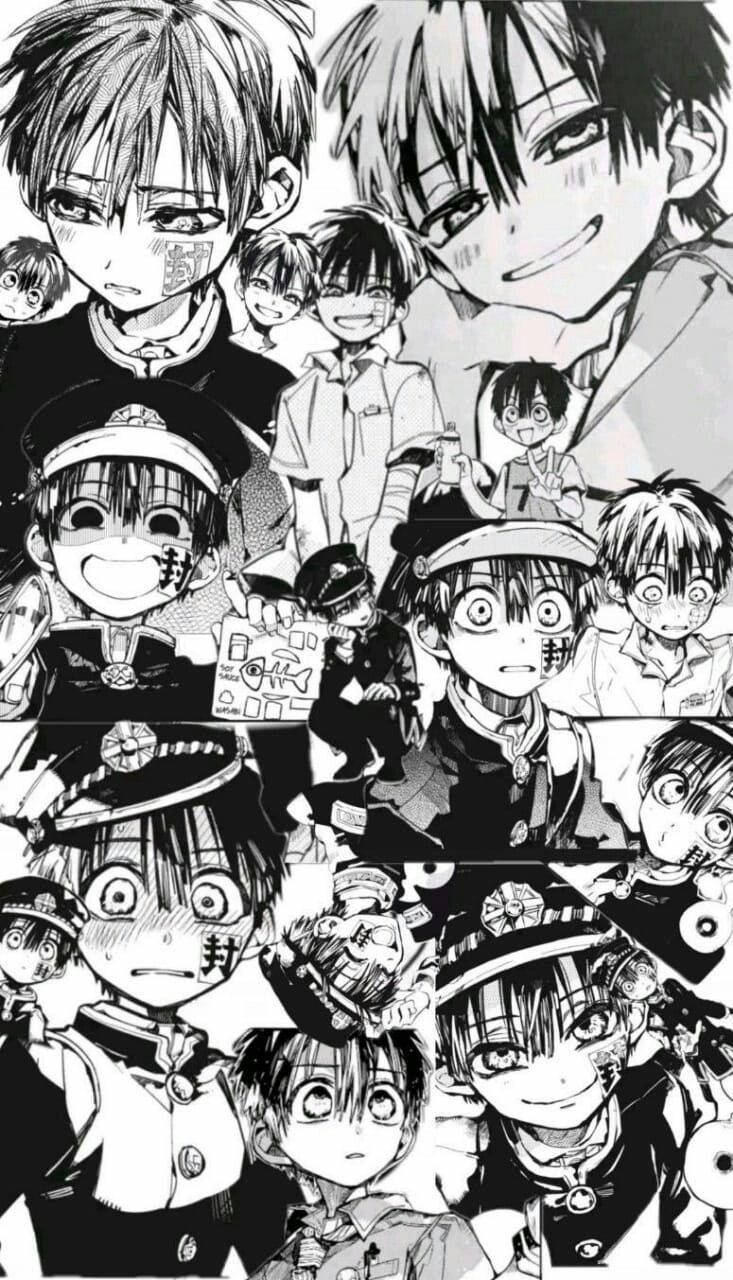 Tbhk, black and white manga collage, anime characters, HD Phone Wallpaper