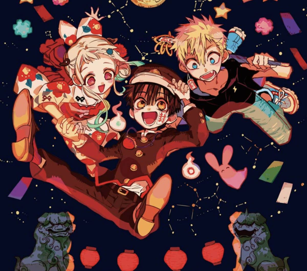 Tbhk, anime characters, confetti, SD Desktop Wallpaper