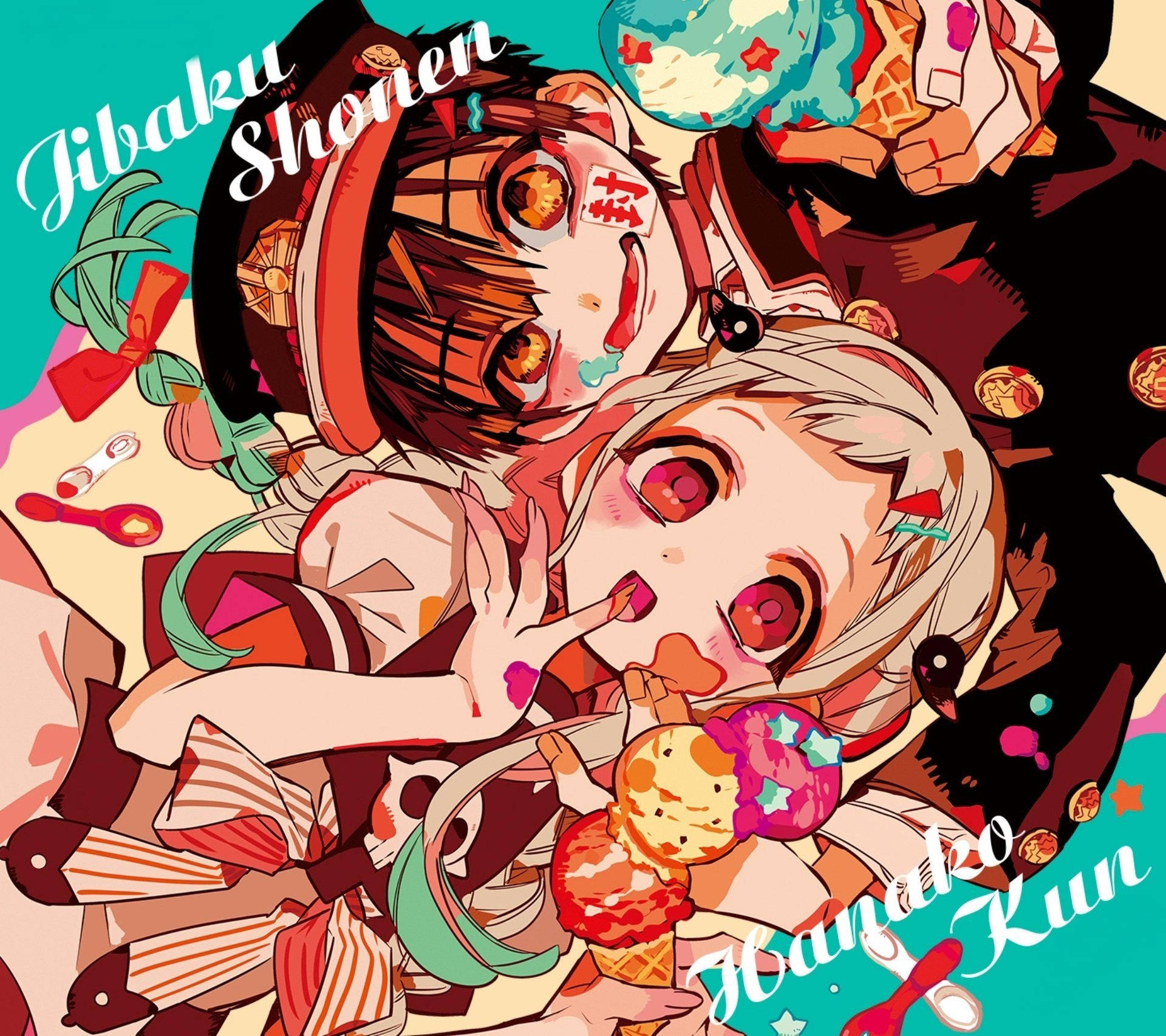 Tbhk, anime characters, ice cream cones, Full HD Desktop Wallpaper