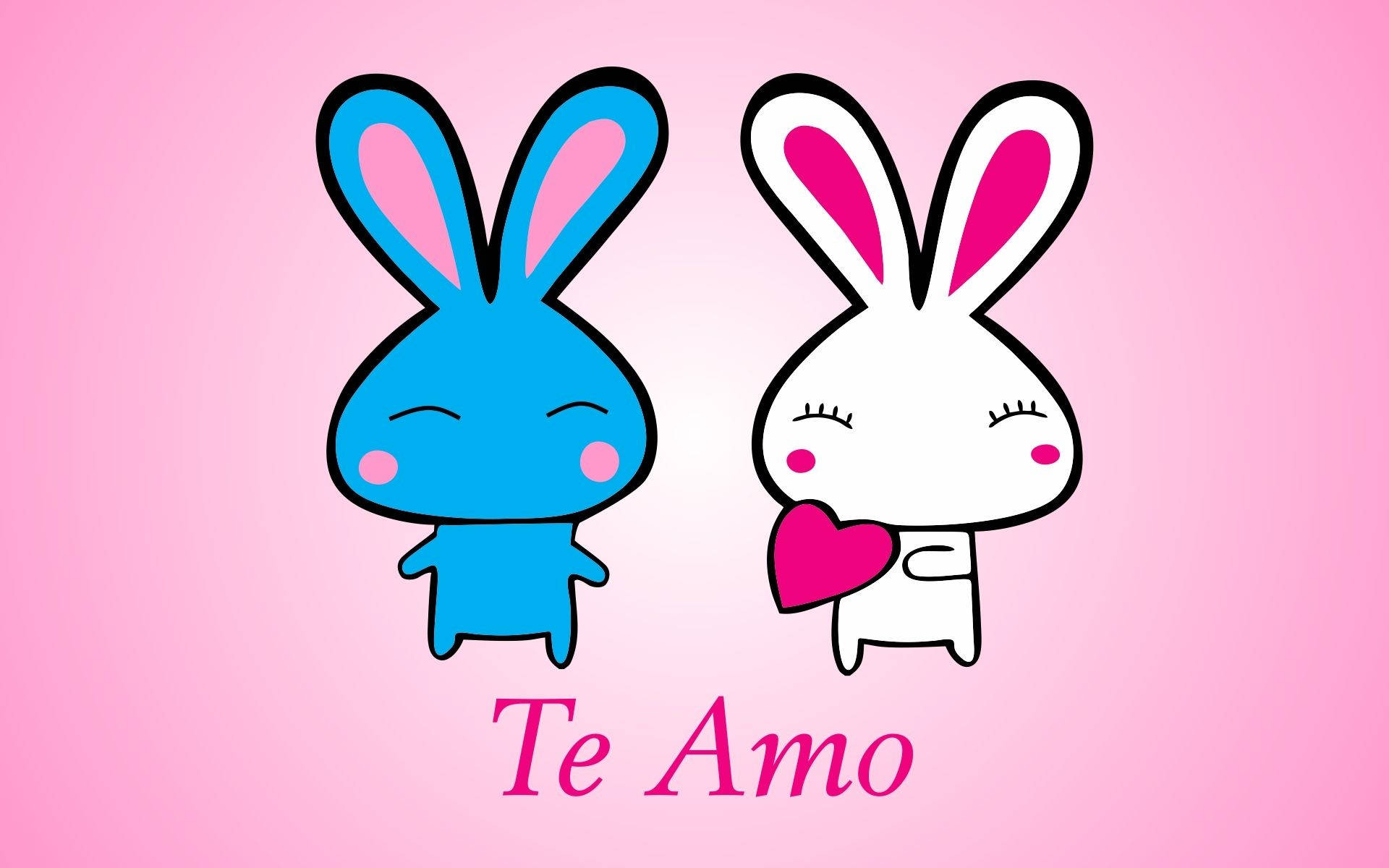 Te Amo, pink heart, soft pink background, Full HD Desktop Wallpaper