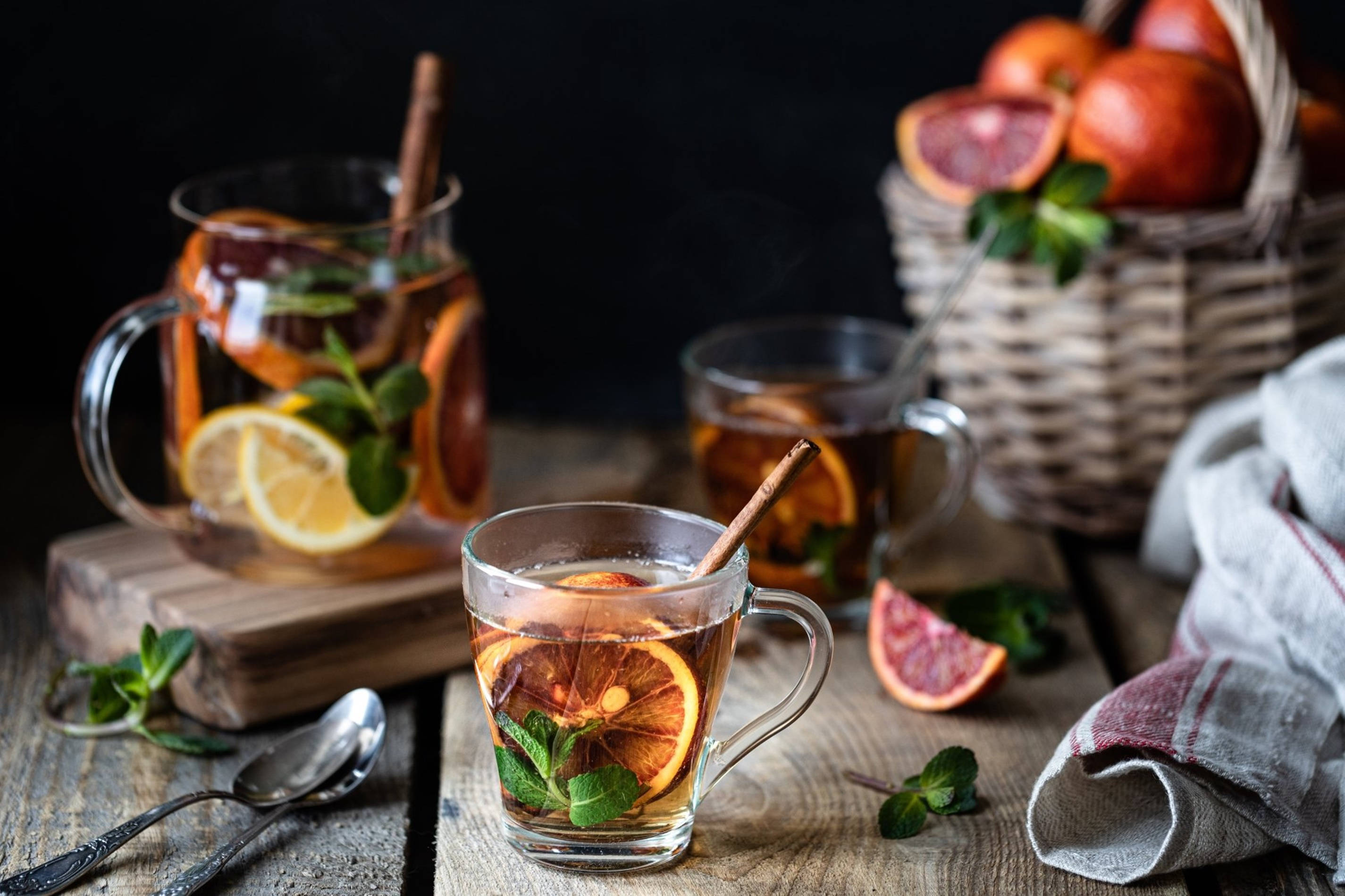 Tea Garden, spiced tea, citrus, 2K Desktop Wallpaper