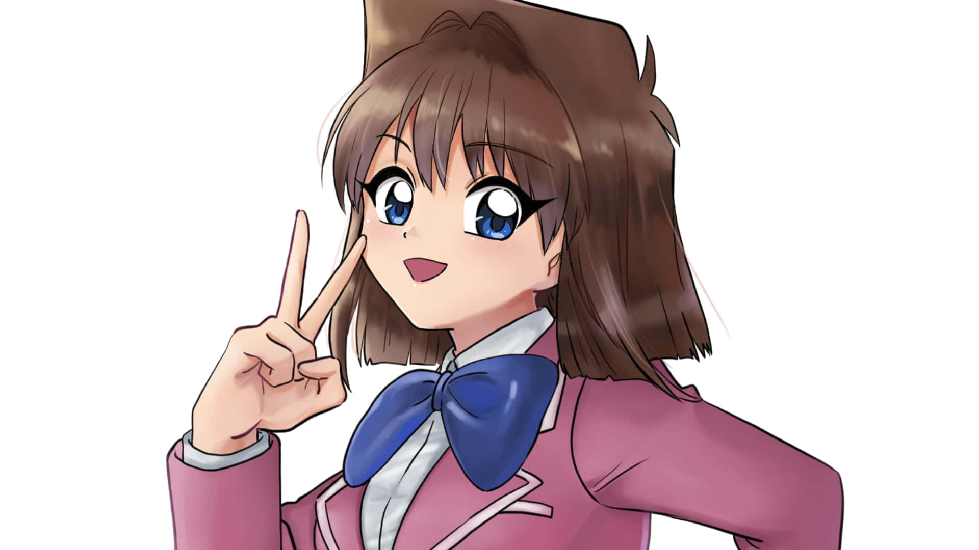 Tea Gardner, pink school uniform, blue bow, Full HD Desktop Wallpaper