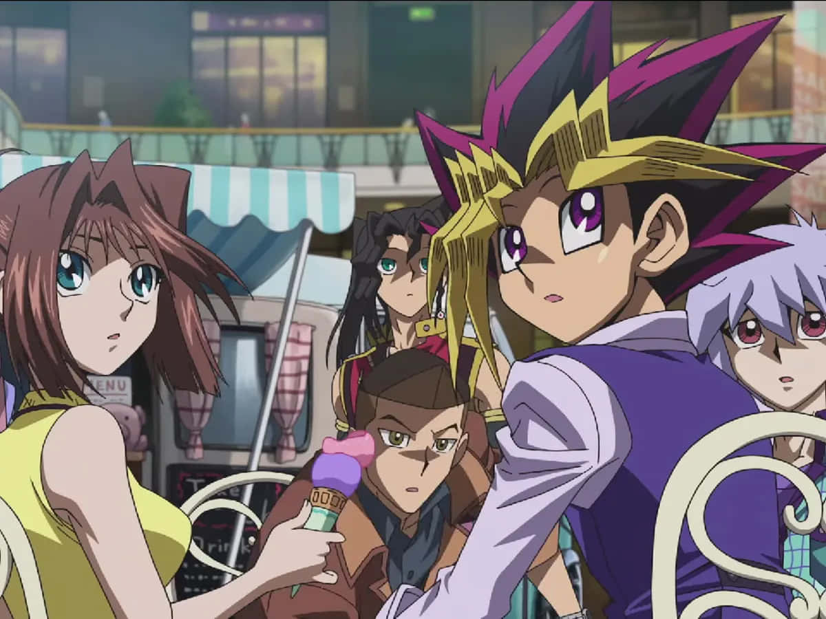 Tea Gardner, anime characters, outdoor cafe, SD Desktop Wallpaper