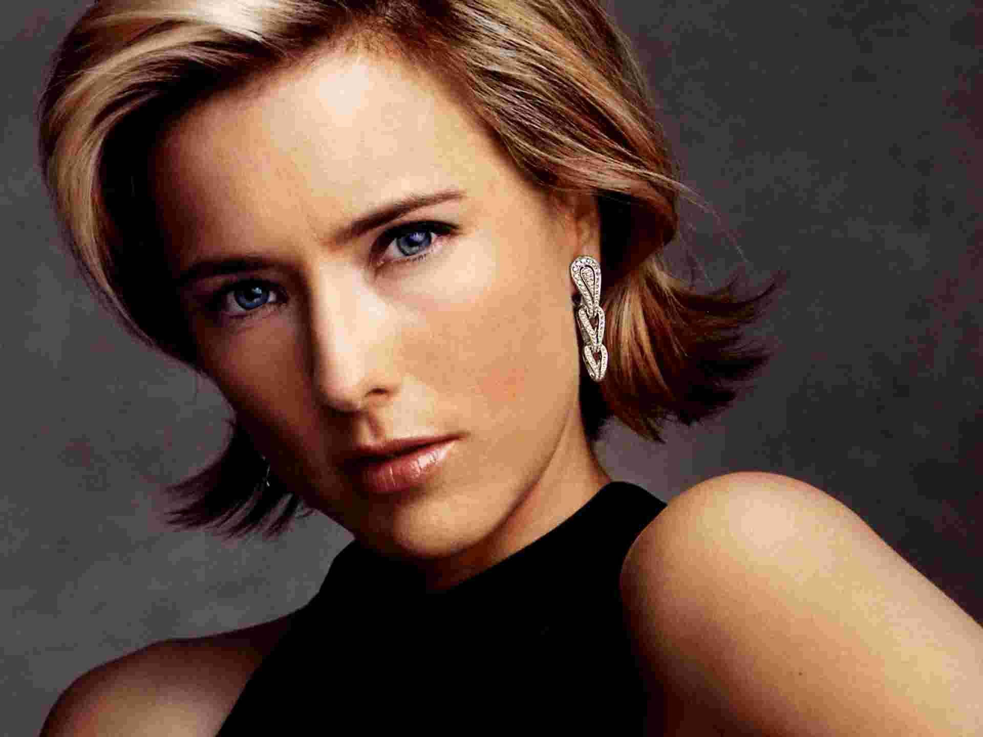 Téa Leoni, short blonde hair, striking blue eyes, Full HD Desktop Wallpaper