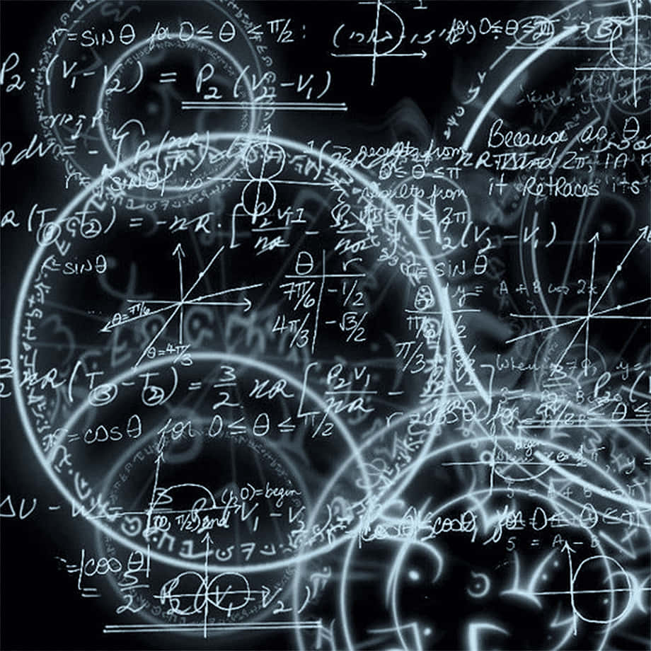 Theoretical Math Lesson, glowing white mathematical equations, geometric diagrams, SD Desktop Wallpaper