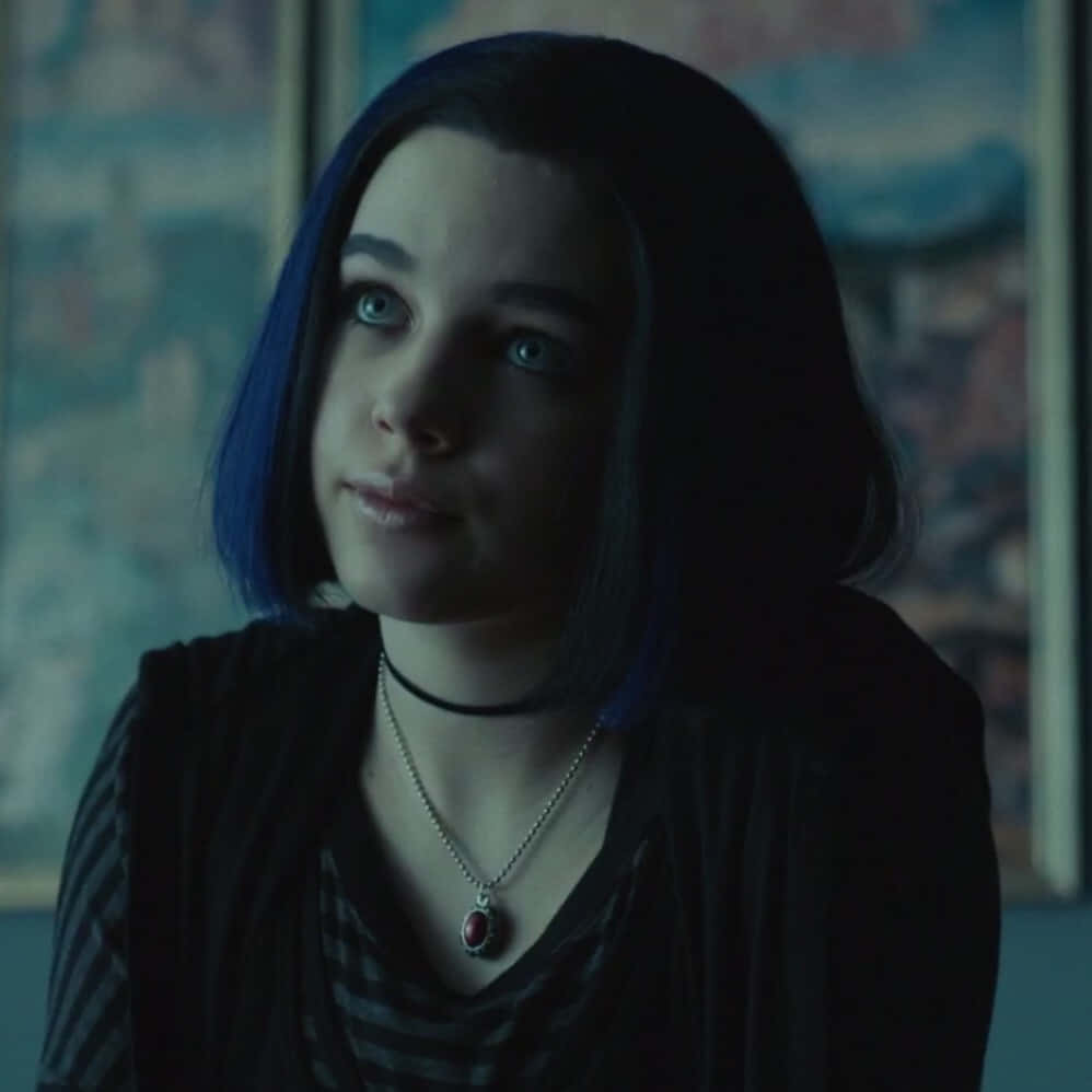 Teagan Croft, blue hair, blue eyes, SD Desktop Wallpaper