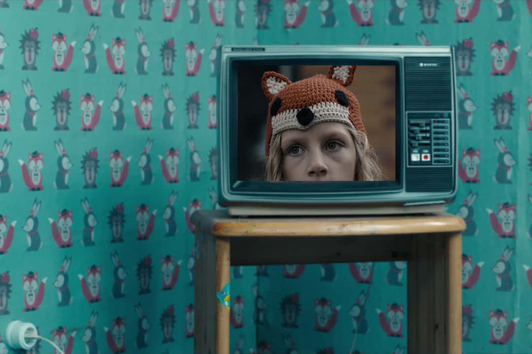 fox hat, old TV set, teal wallpaper, SD Desktop Wallpaper