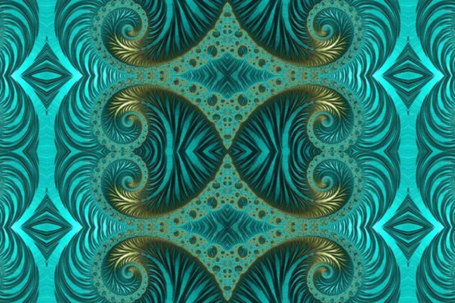 Teal Gold Fractal Pattern, teal, gold, HD Desktop Wallpaper