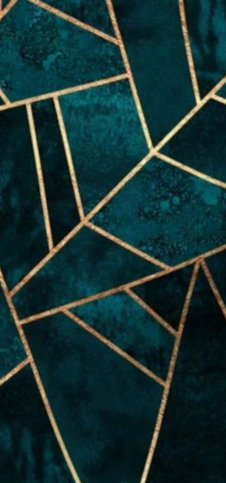 Teal, Gold, Geometric pattern, HD Phone Wallpaper