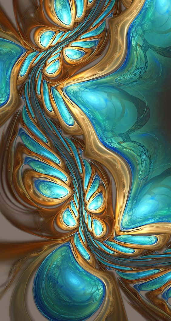 Teal Gold Abstract Artwork, turquoise, gold, SD Phone Wallpaper