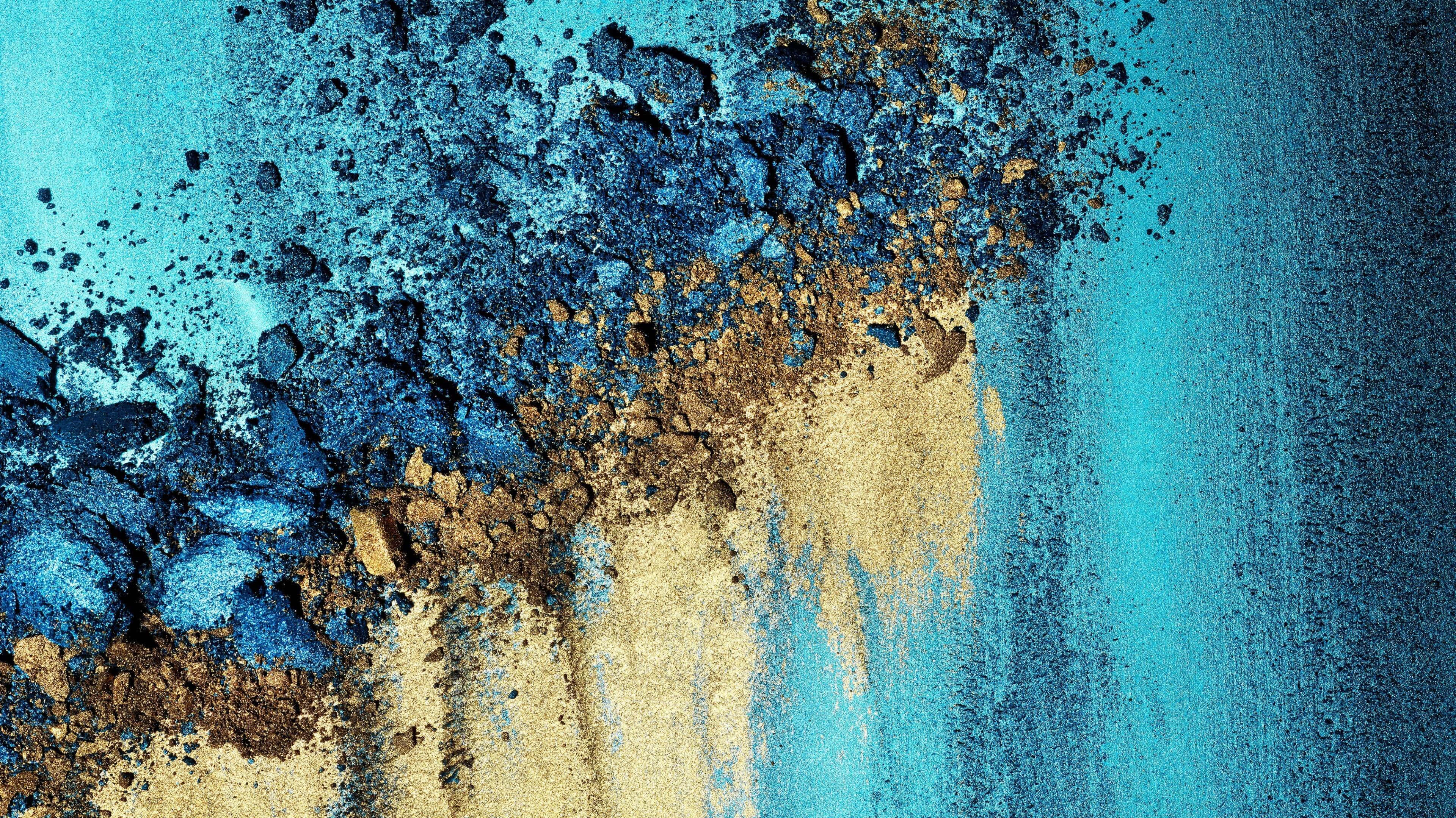 Teal Gold, abstract artwork, crushed blue, 4K Desktop Wallpaper