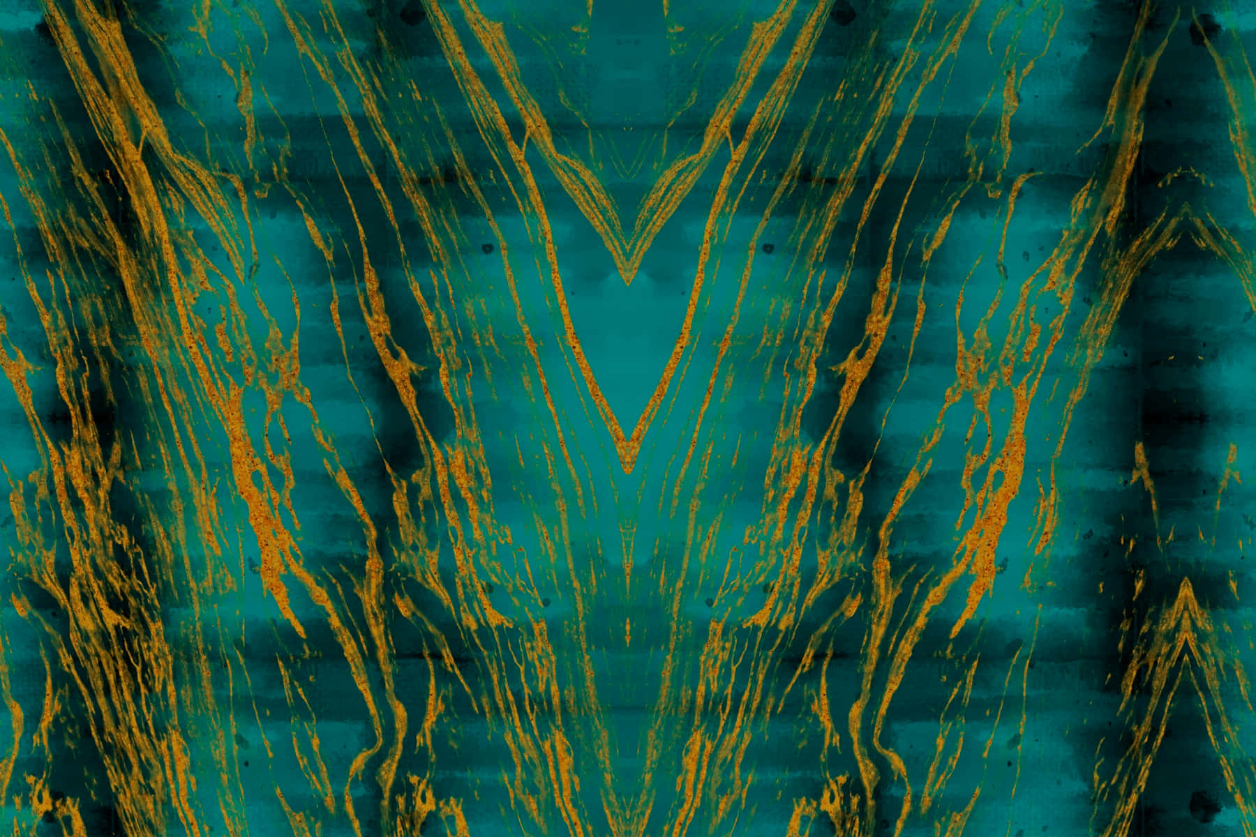 Teal And Gold, abstract fluid art, symmetrical splashes, HD Desktop Wallpaper
