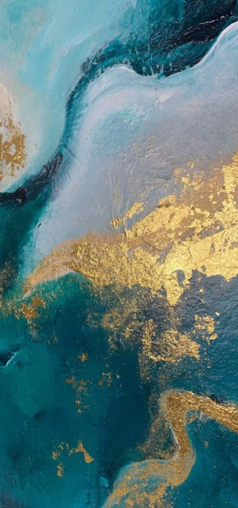 Teal Gold Abstract Art, teal blue, gold, HD Phone Wallpaper