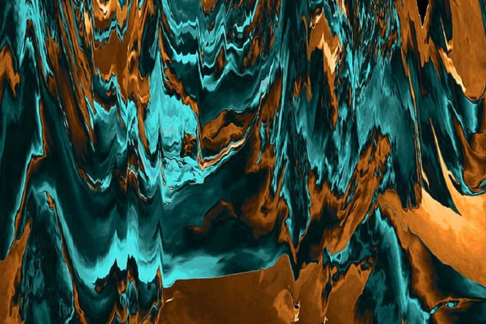 Teal Gold Abstract Art, teal, burnt orange, HD Desktop Wallpaper