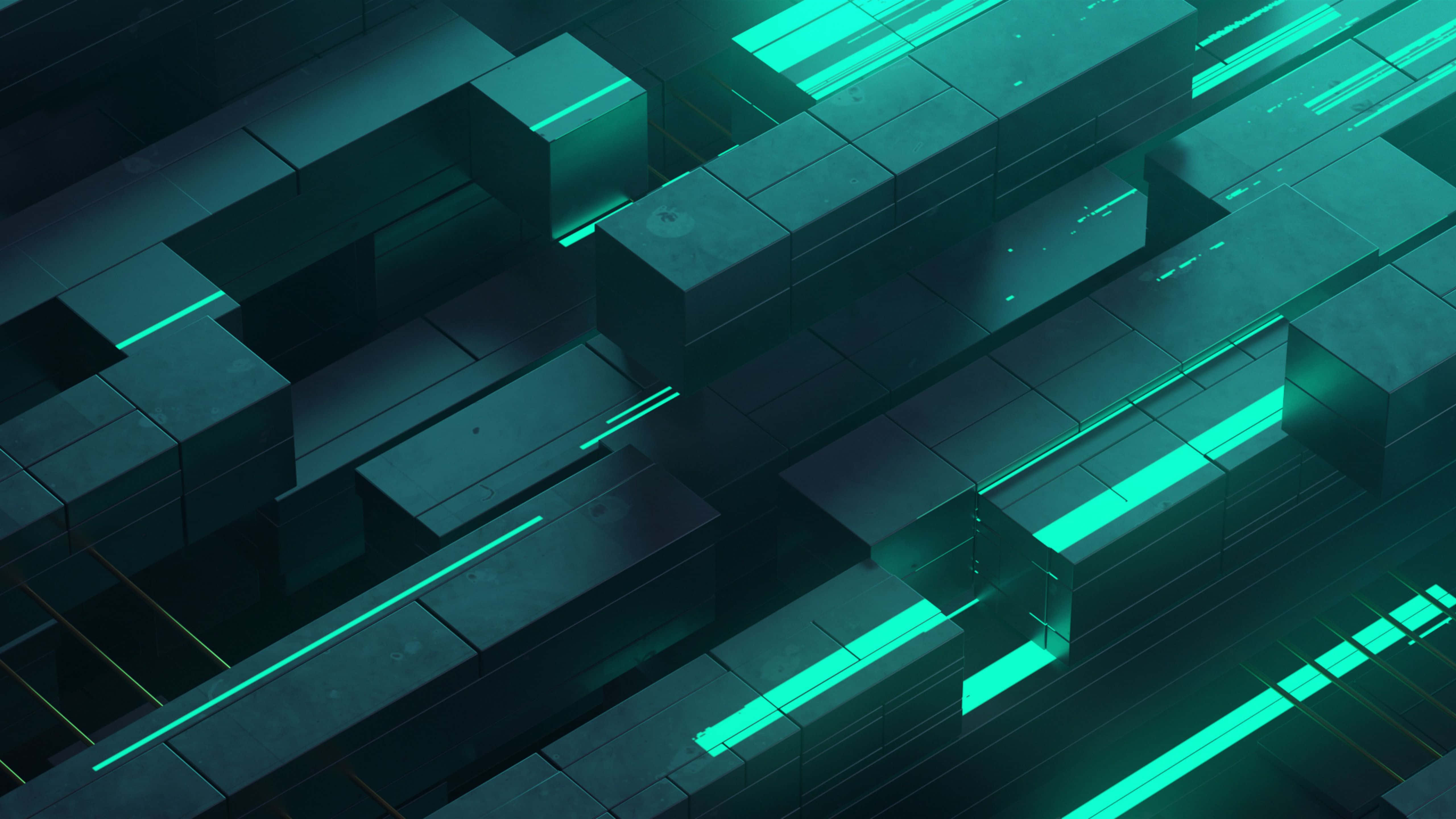 Teal Blue, 5120 x 2880, glowing teal lines, 5K Desktop Wallpaper