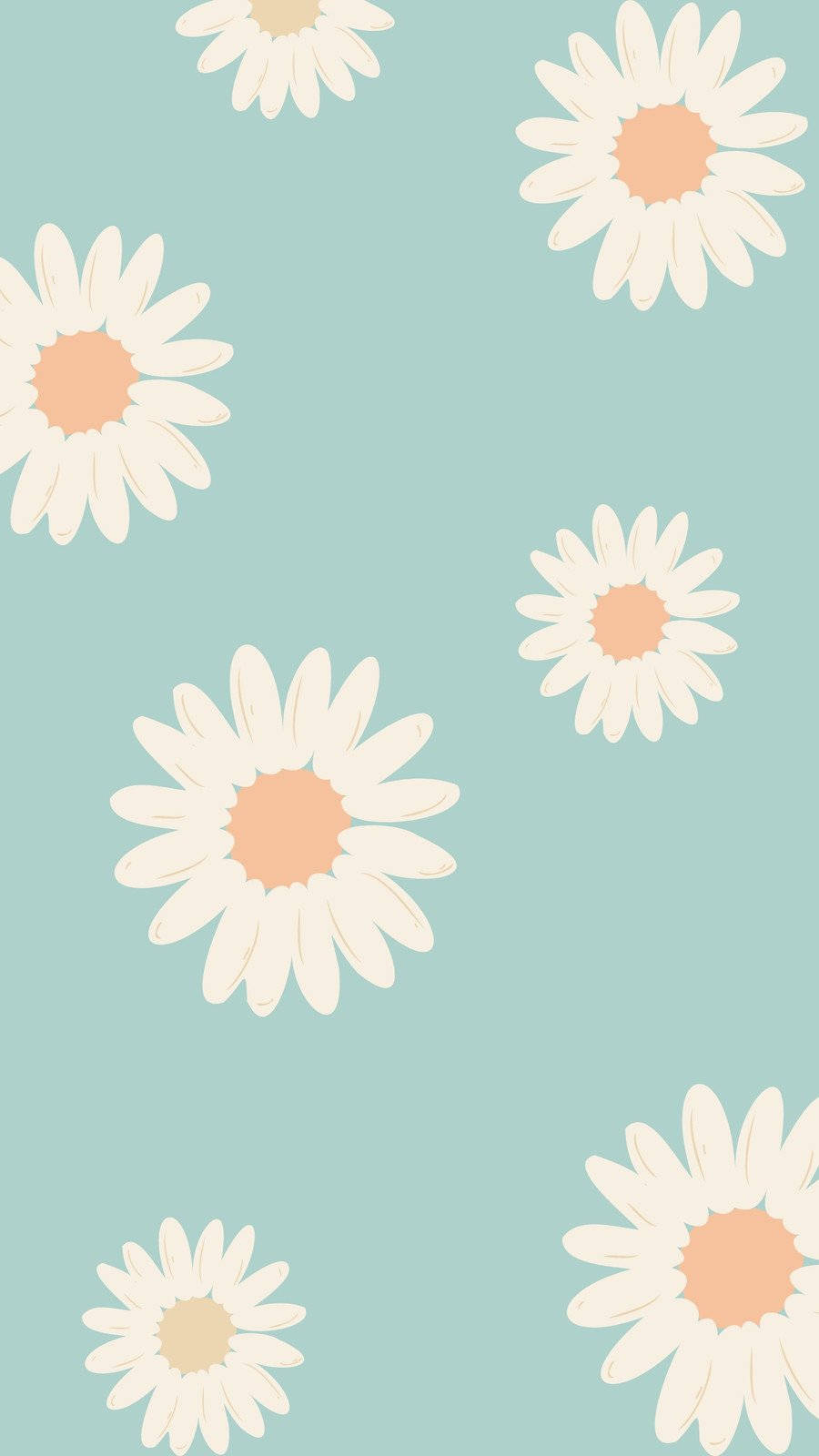 daisy pattern, blue background, white daisies, HD Phone Wallpaper