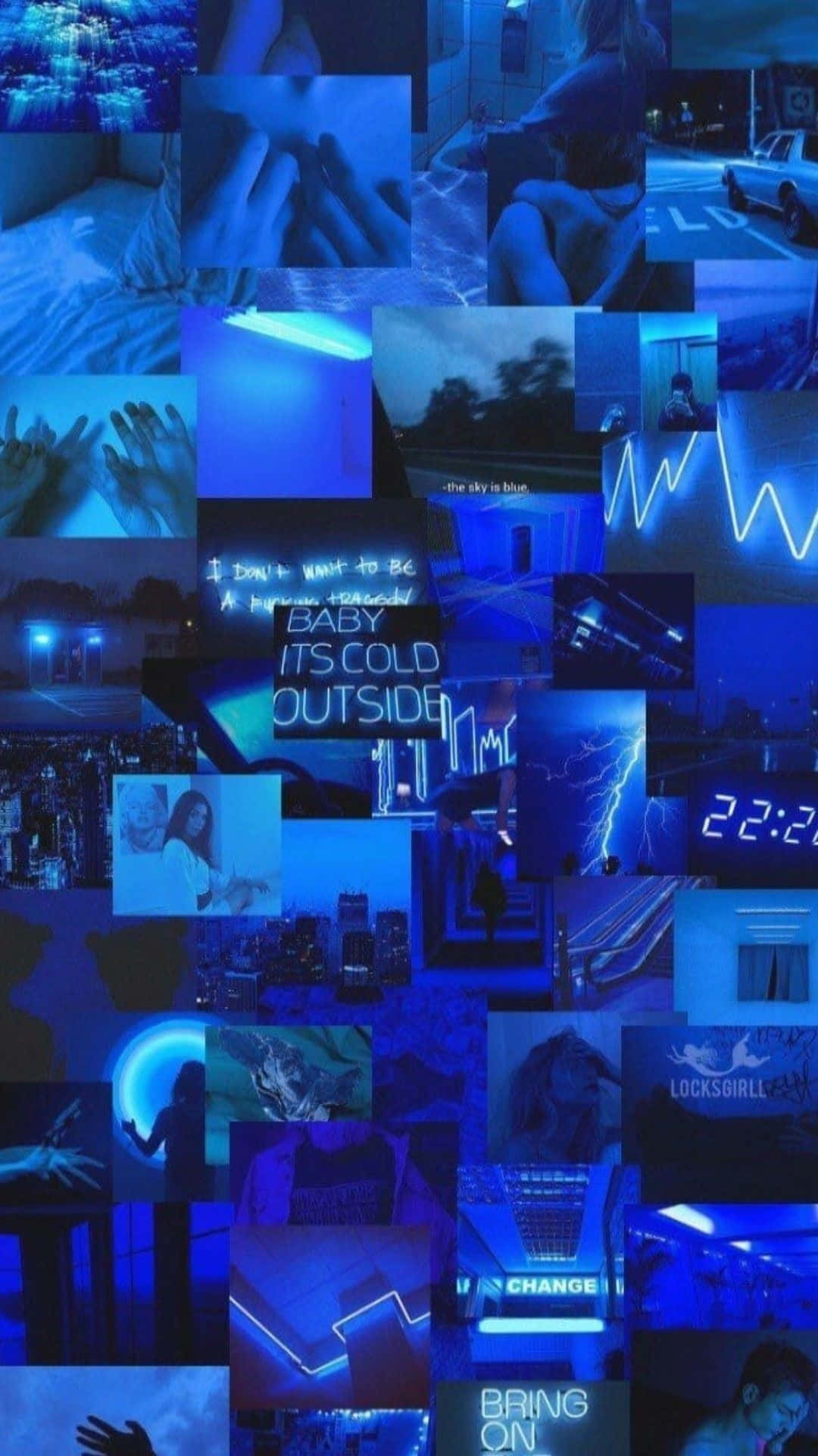 blue-toned, urban night scenes, neon signs, Full HD Phone Wallpaper