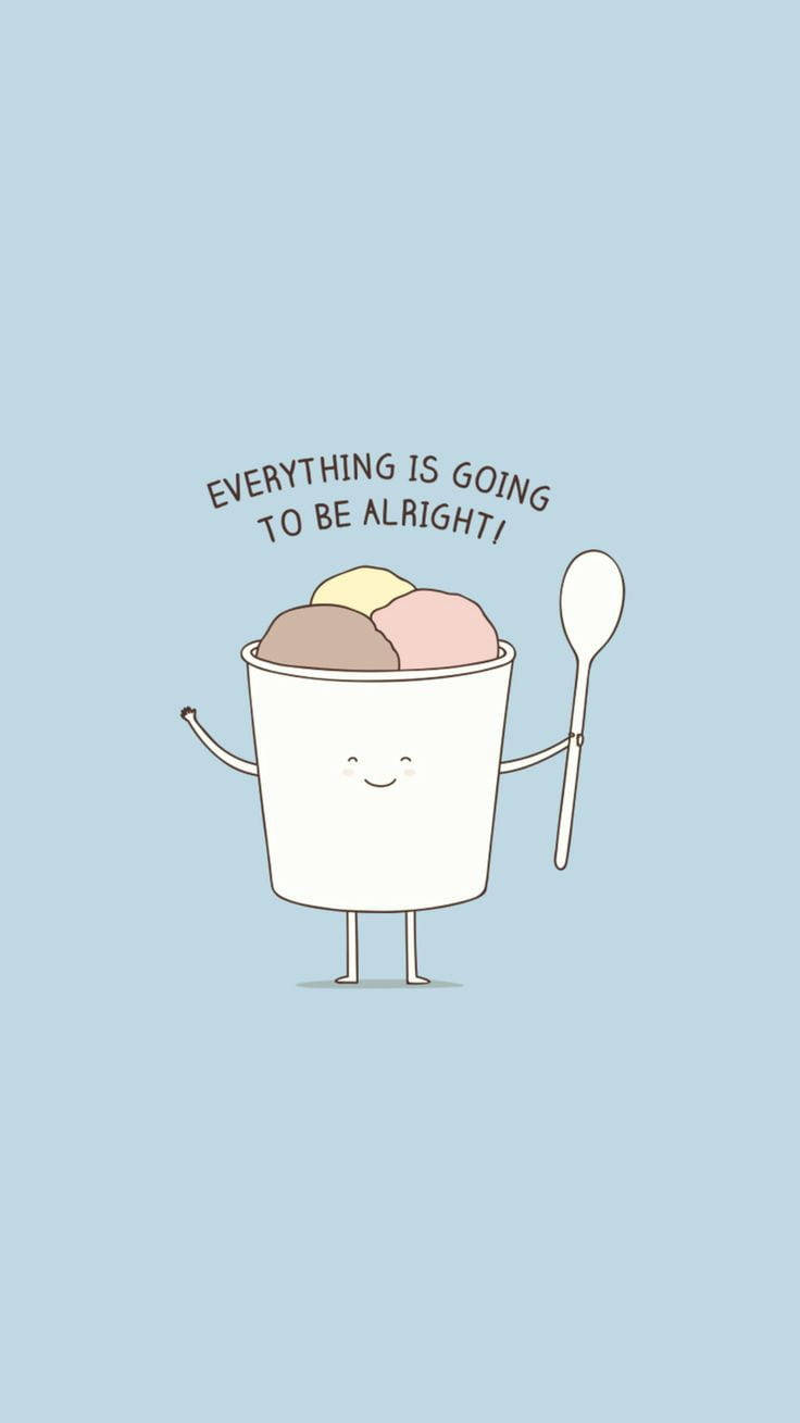 cartoon ice cream cup, three scoops, spoon, HD Phone Wallpaper