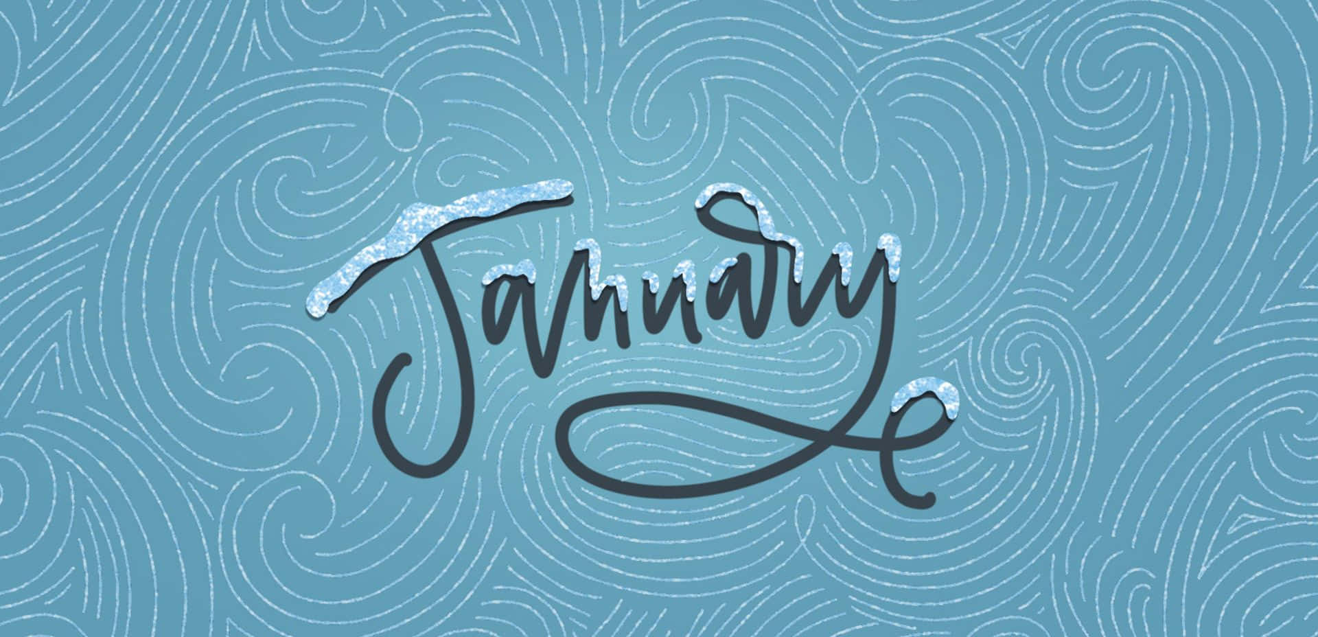 Teal Desktop, January, elegant black script, Full HD Desktop Wallpaper
