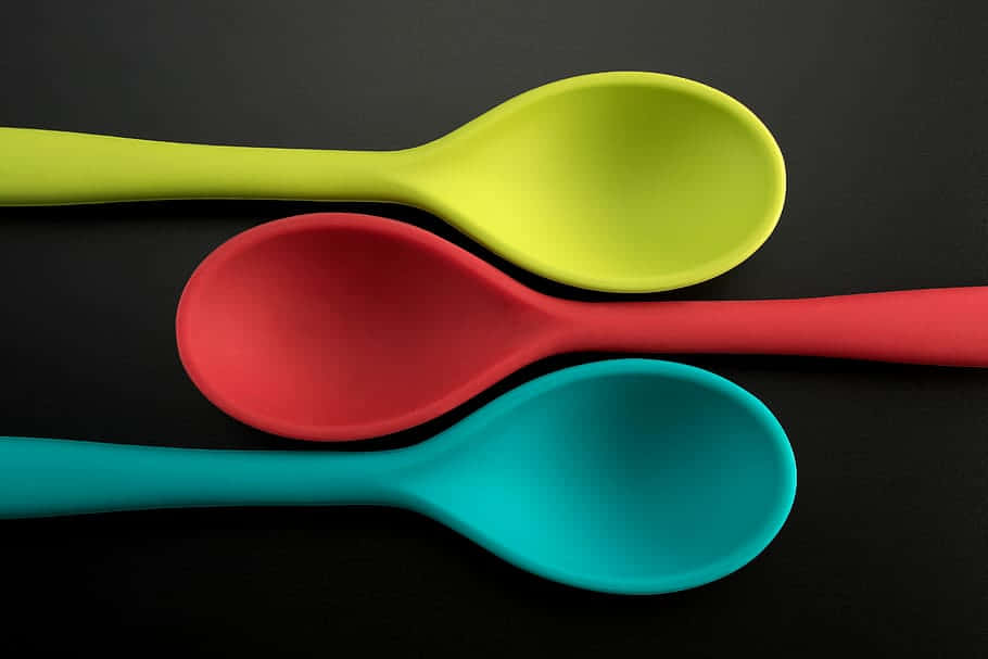 lime red, teal, silicone spoons, SD Desktop Wallpaper