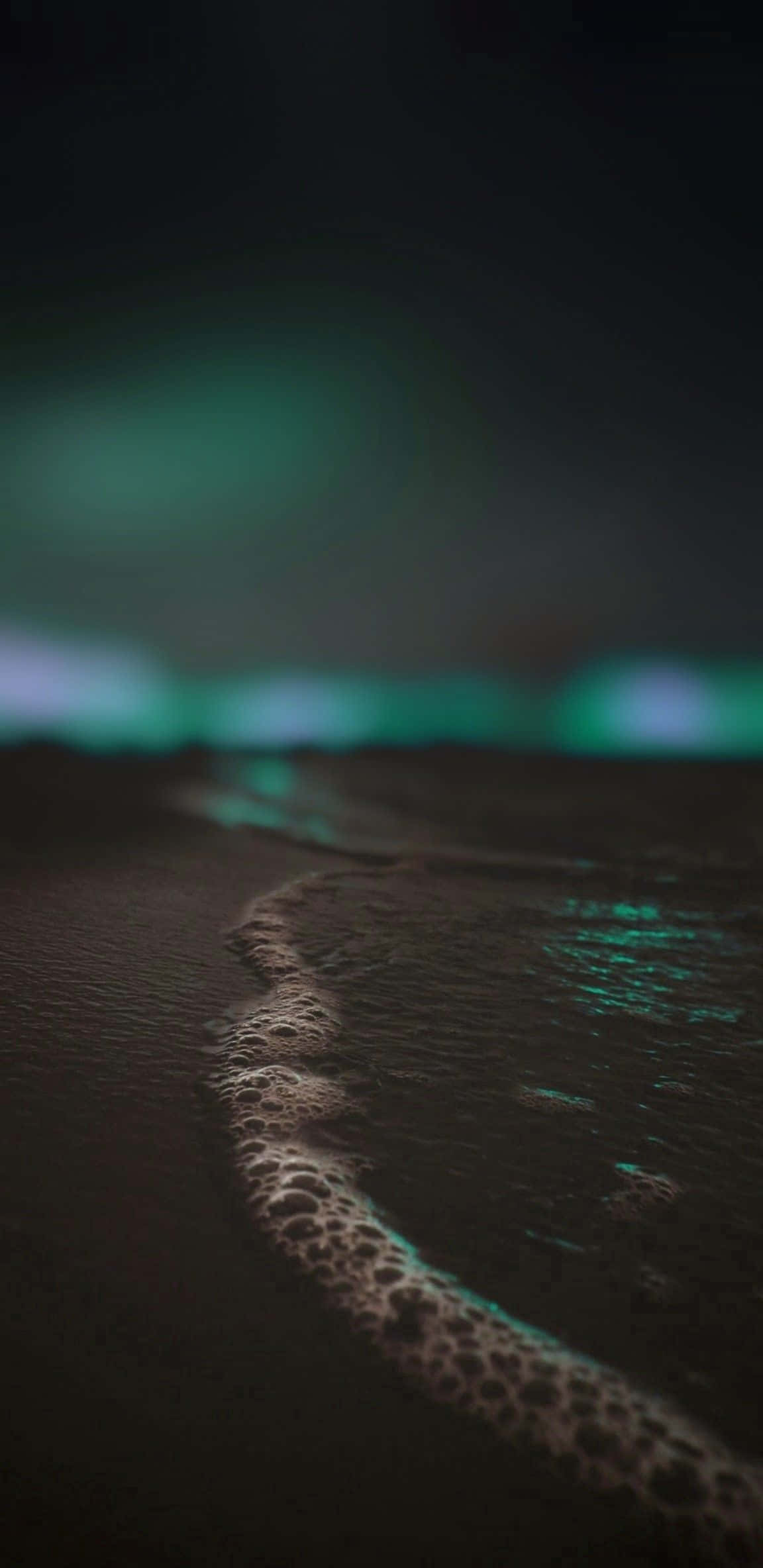dark teal, aurora borealis, wet sand, Full HD Phone Wallpaper