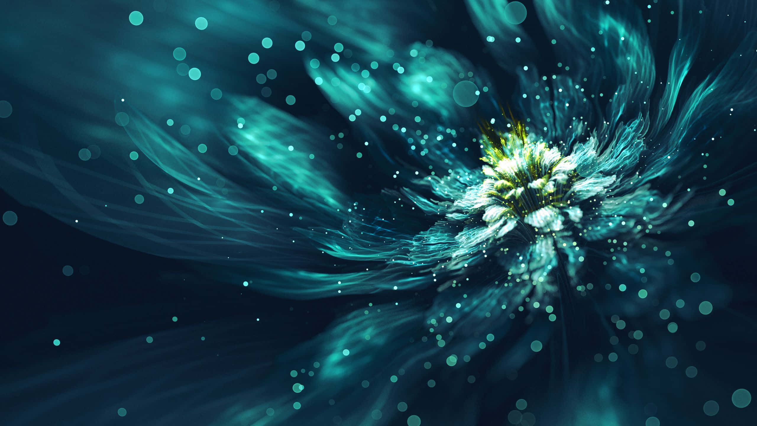 Teal Flower, cosmic nebula, teal, 2K Desktop Wallpaper