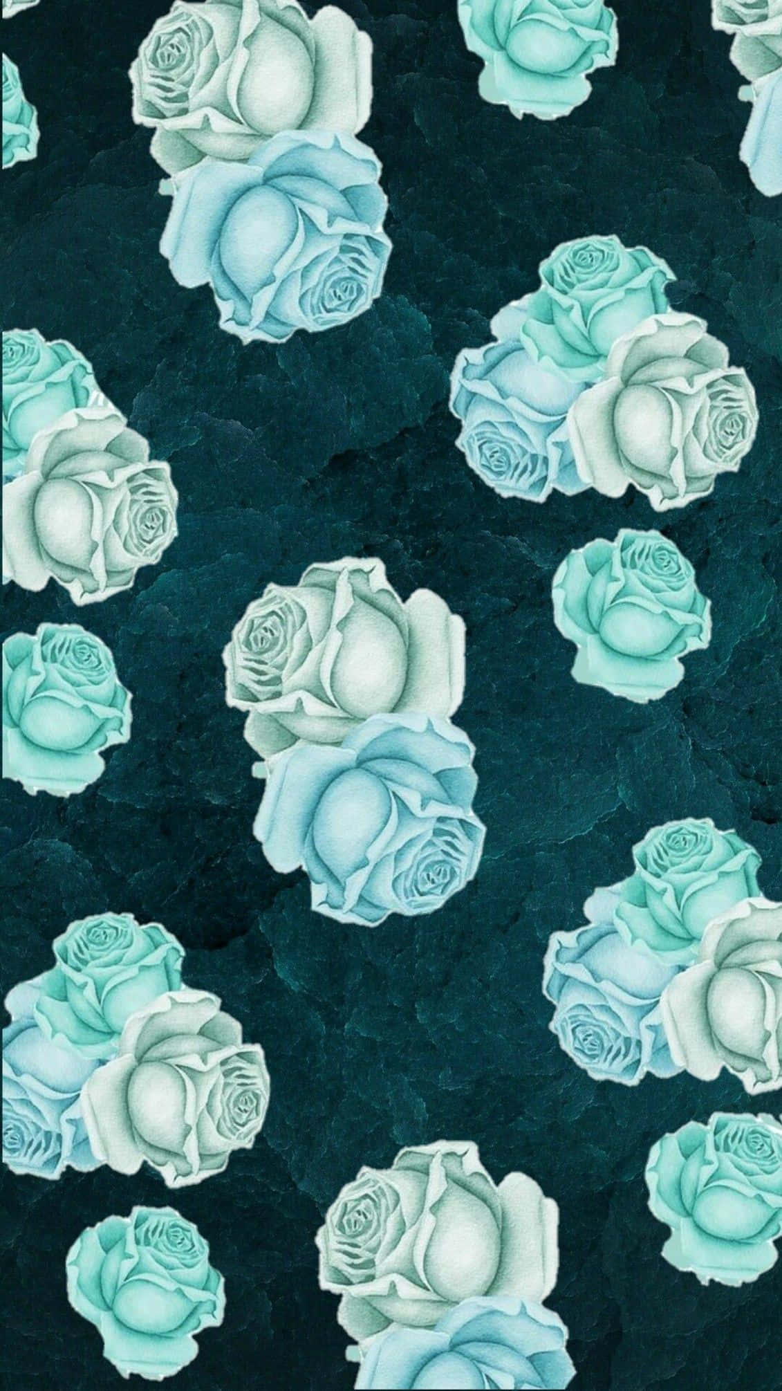 teal flower, pastel blue roses, dark teal textured background, Full HD Phone Wallpaper