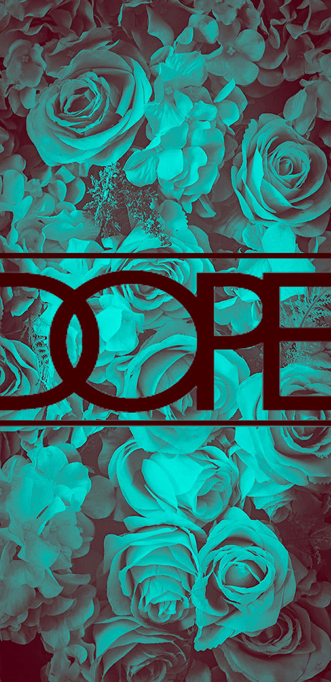 teal flower, burgundy roses, dense floral backdrop, Full HD Phone Wallpaper