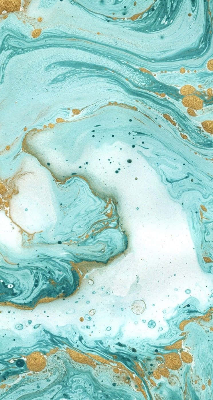 Teal Marble, gold splashes, turquoise, HD Phone Wallpaper