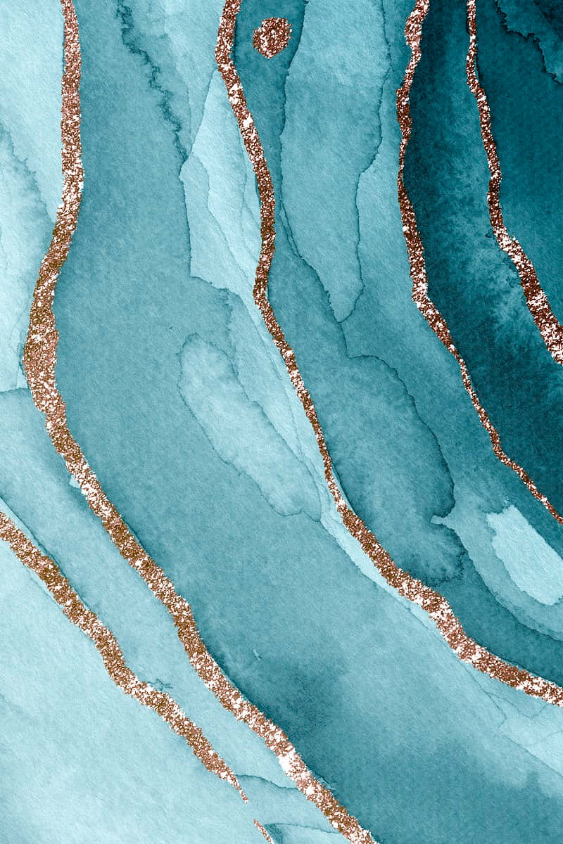 teal marble, teal, copper gold, SD Phone Wallpaper