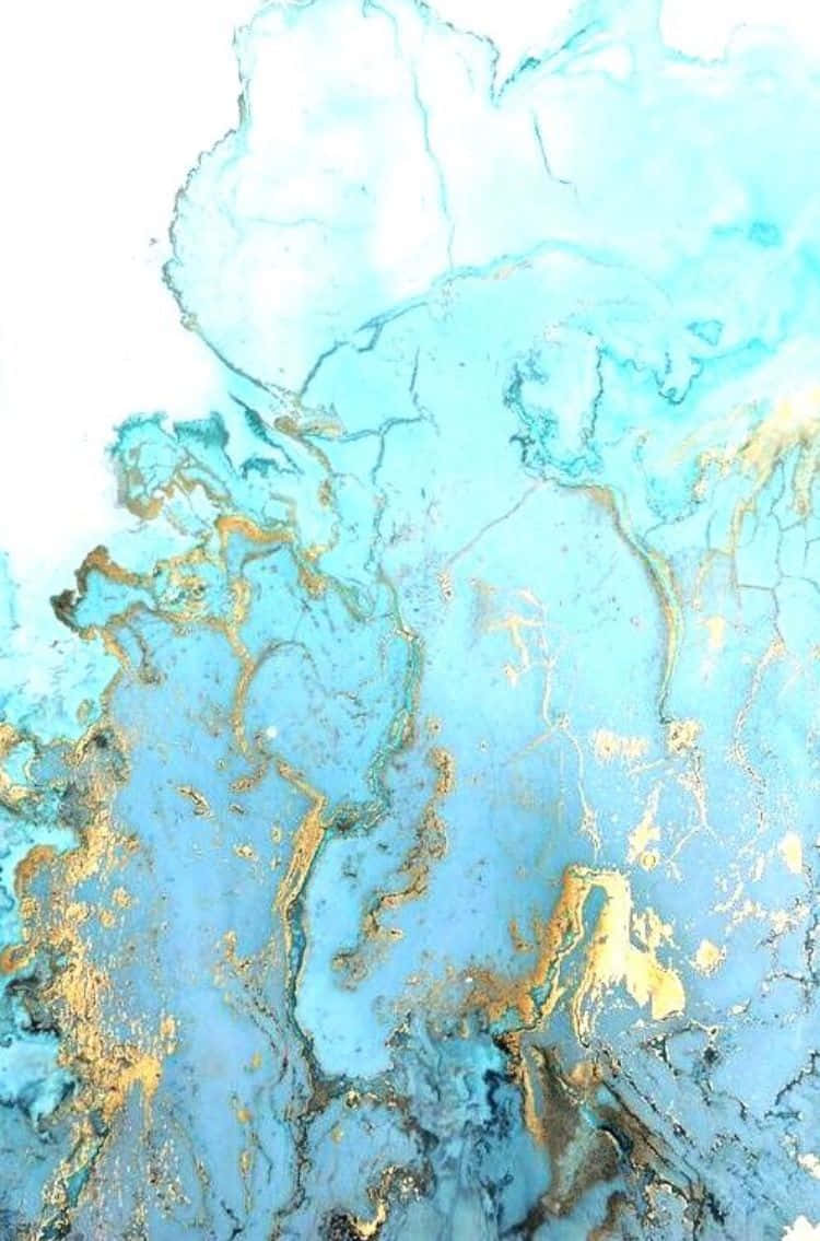 Teal Marble, turquoise, gold, SD Phone Wallpaper