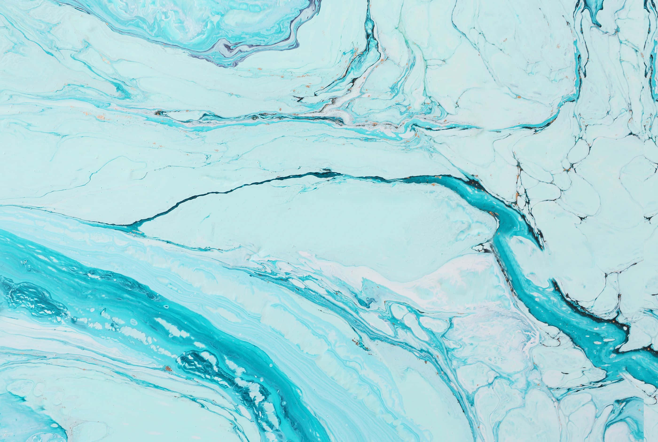 teal marble, blue and white marble, fluid turquoise and white paint, 2K Desktop Wallpaper