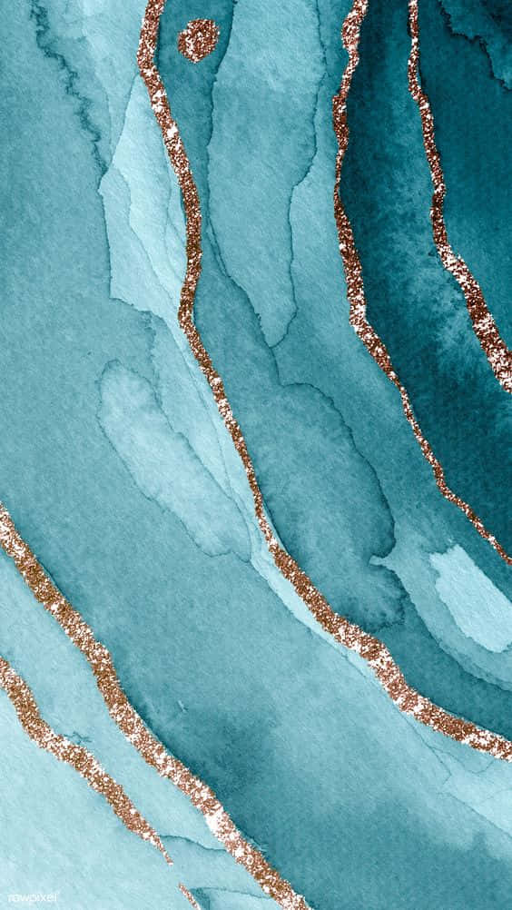 teal marble, teal, gold foil veins, SD Phone Wallpaper