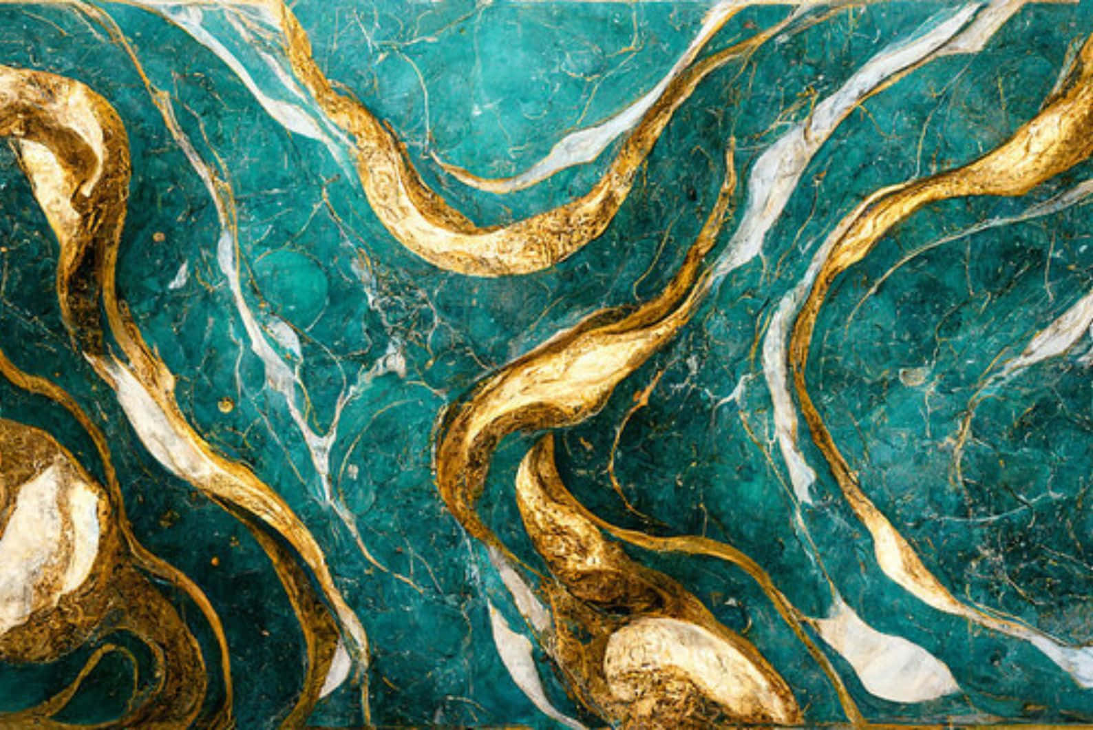 teal gold marble, golden veins, creamy white swirls, HD Desktop Wallpaper