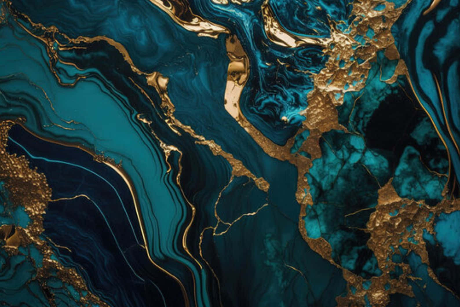 teal gold marble, vibrant teal, gold liquid swirls, HD Desktop Wallpaper