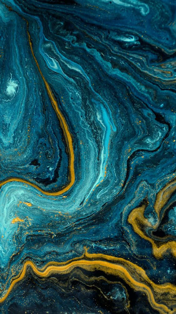teal gold marble, deep blues, golden yellows, SD Phone Wallpaper