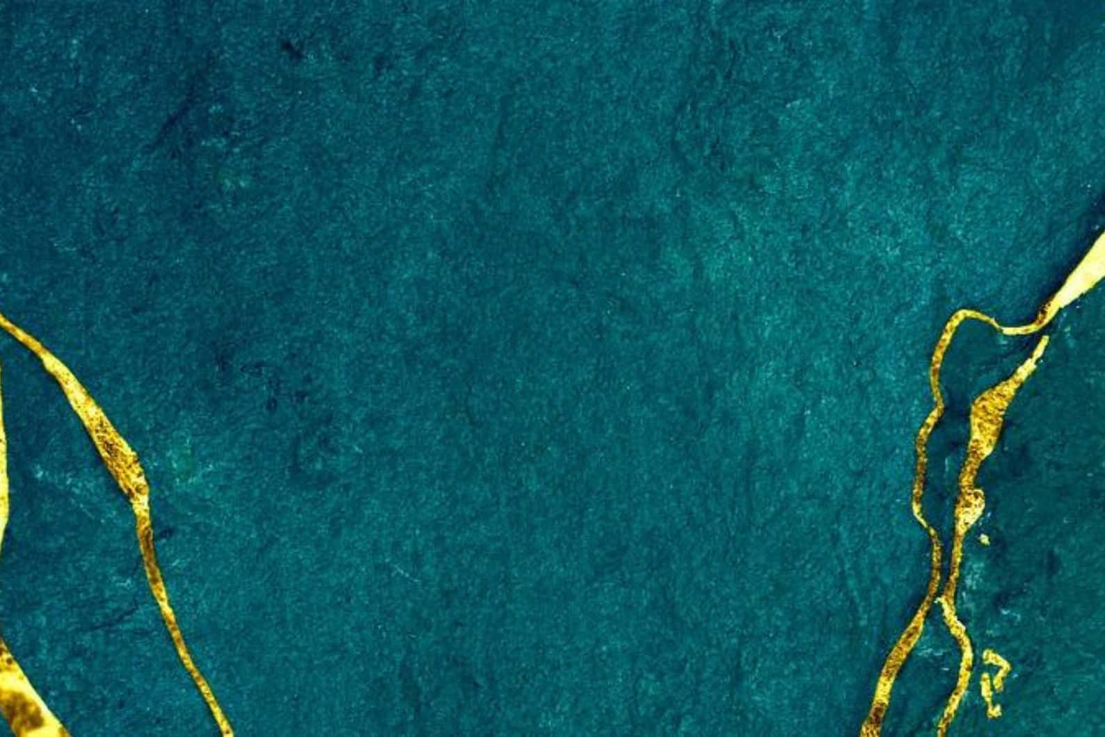 teal texture, gold veins, deep teal, HD Desktop Wallpaper
