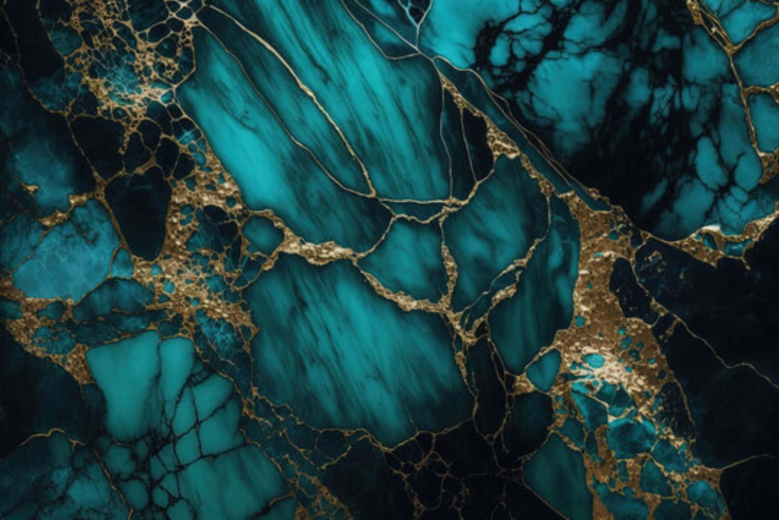 Teal Marble, gold veins, vibrant teal, HD Desktop Wallpaper