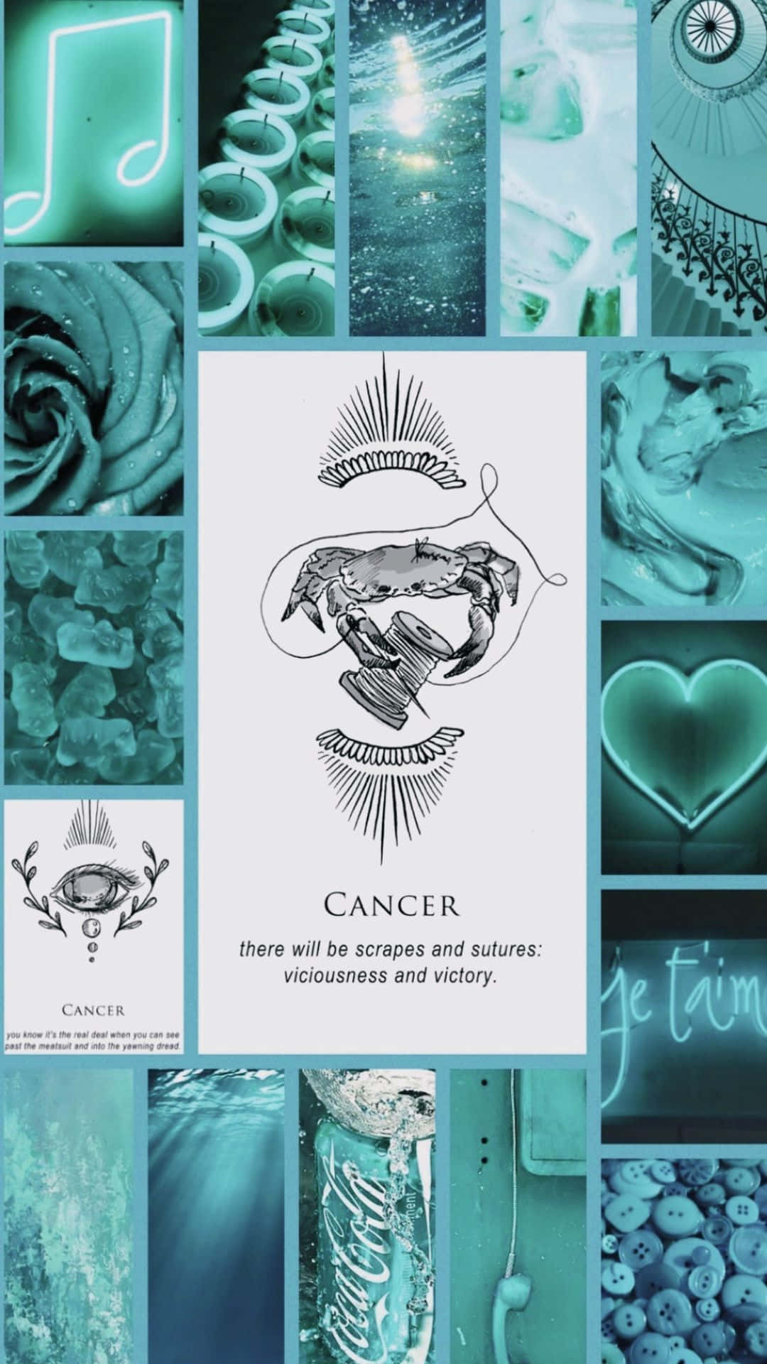 Teal, crab tattoo design, Cancer zodiac sign, Full HD Phone Wallpaper