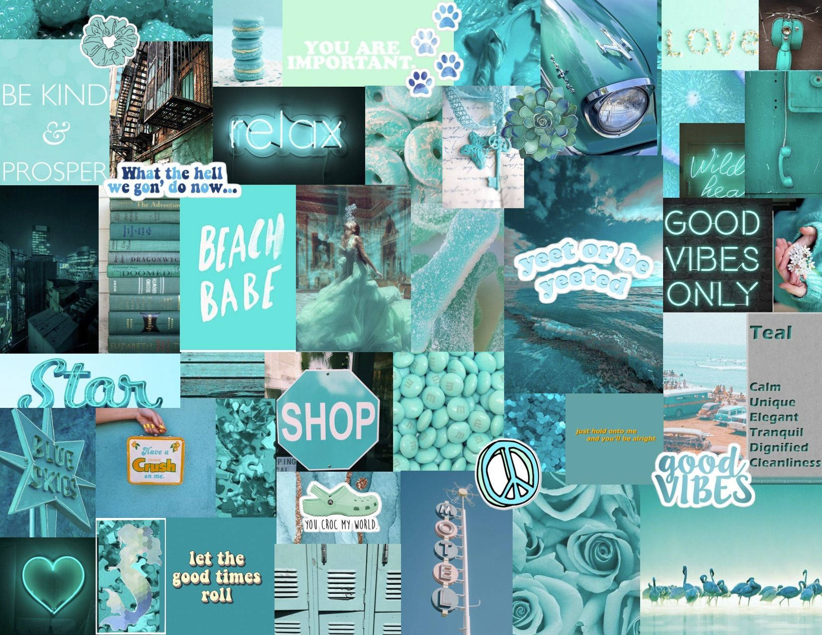Cherry Design Aesthetic, teal, photomontage, HD Desktop Wallpaper