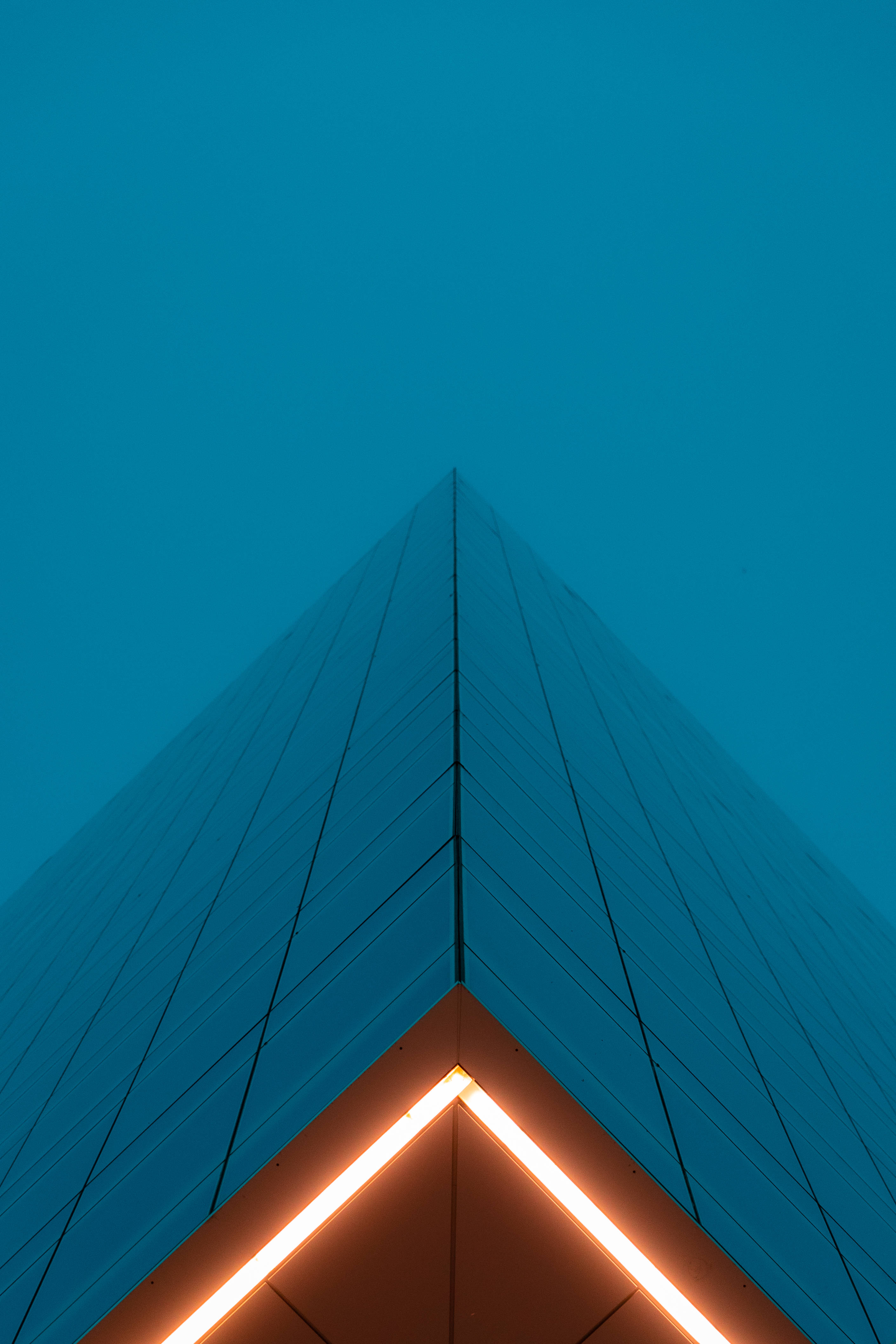 teal sky, modern skyscraper, sharp corner, 4K Phone Wallpaper