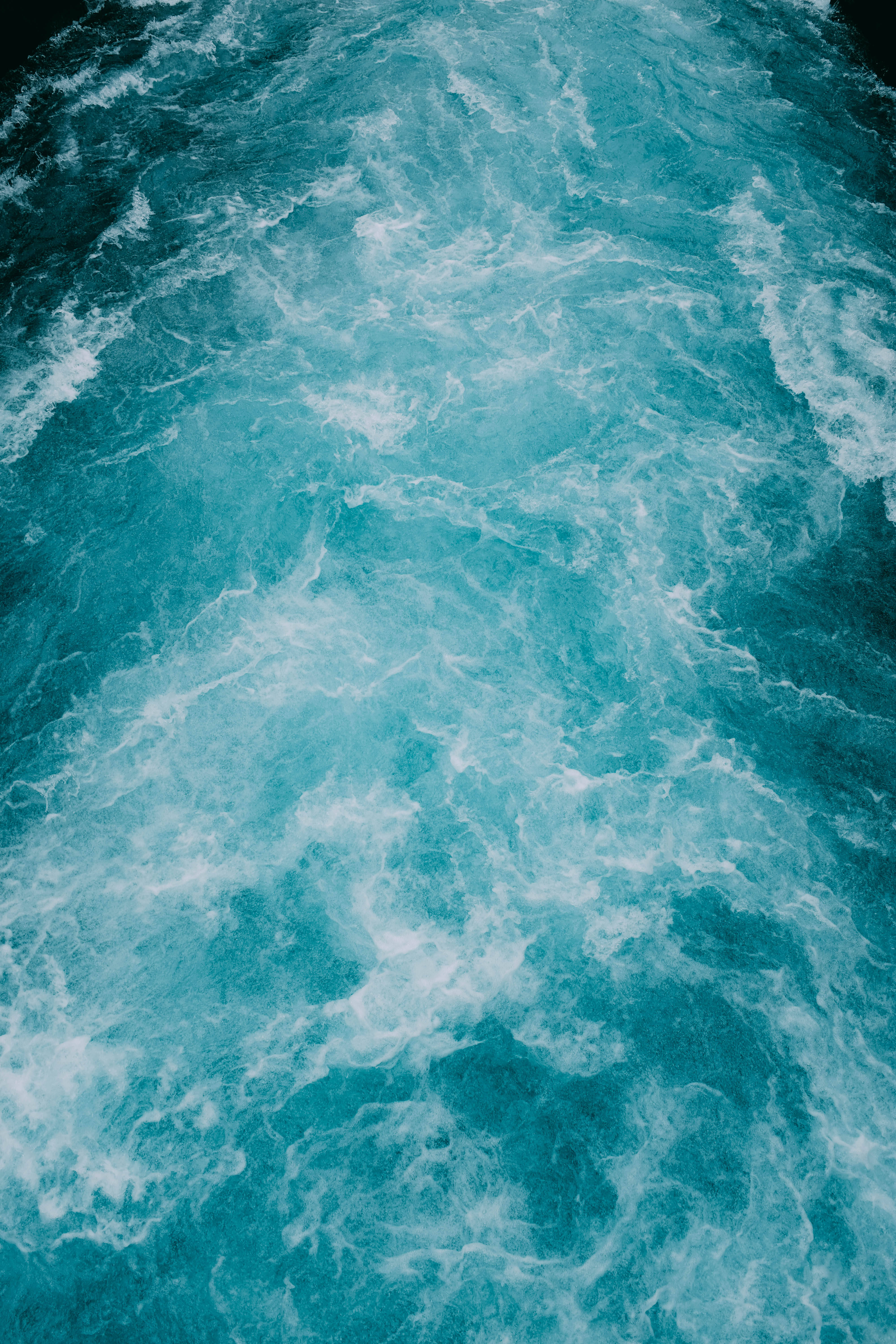 blue teal ocean waves, turquoise ocean waves, white foam, 5K Phone Wallpaper