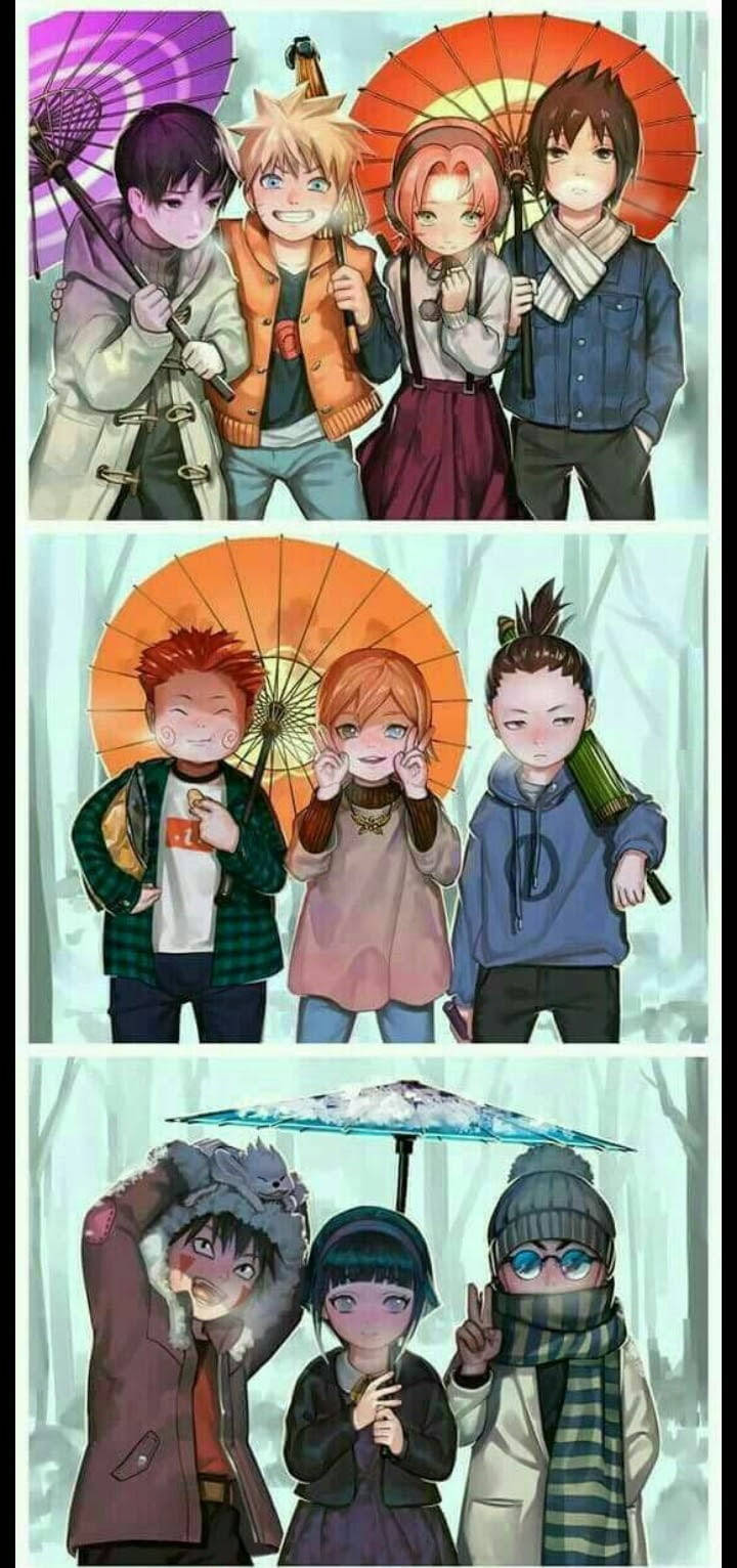 Team 7, Naruto, winter scenes, HD Phone Wallpaper